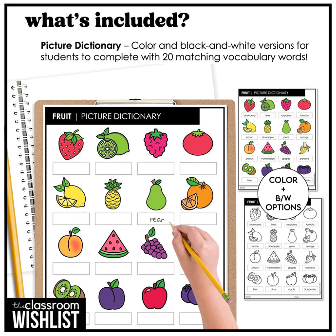 Fruit Vocabulary - Digital Flashcards & Picture Dictionary