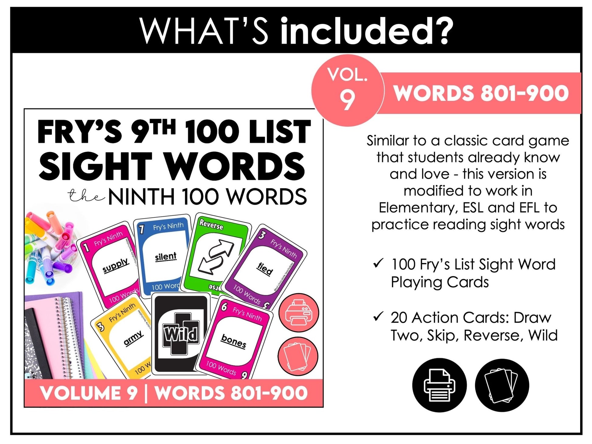 Fry Sight Words Card Game Bundle – Words 601–1000 Reading Center Activity - Hot Chocolate Teachables