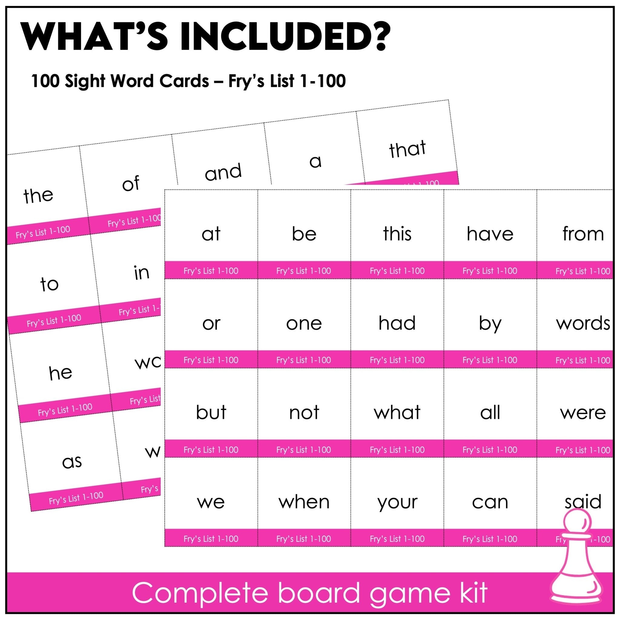 Fry’s First 100 Sight Words Board Games – Sight Word Centers & Literacy Games - Hot Chocolate Teachables