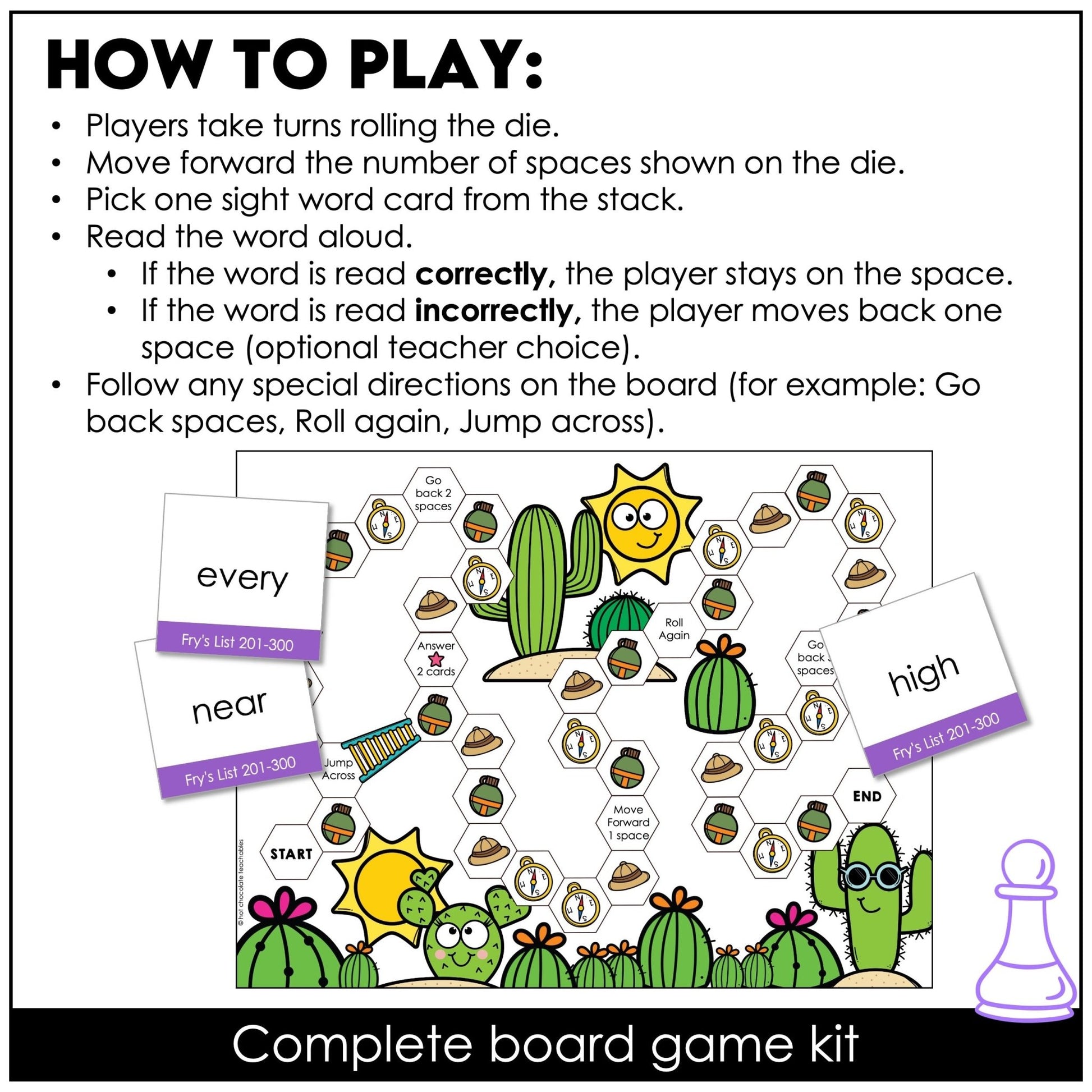 Fry’s First 300 Sight Words Board Game Bundle – Grades 1–3 Reading Centers - Hot Chocolate Teachables