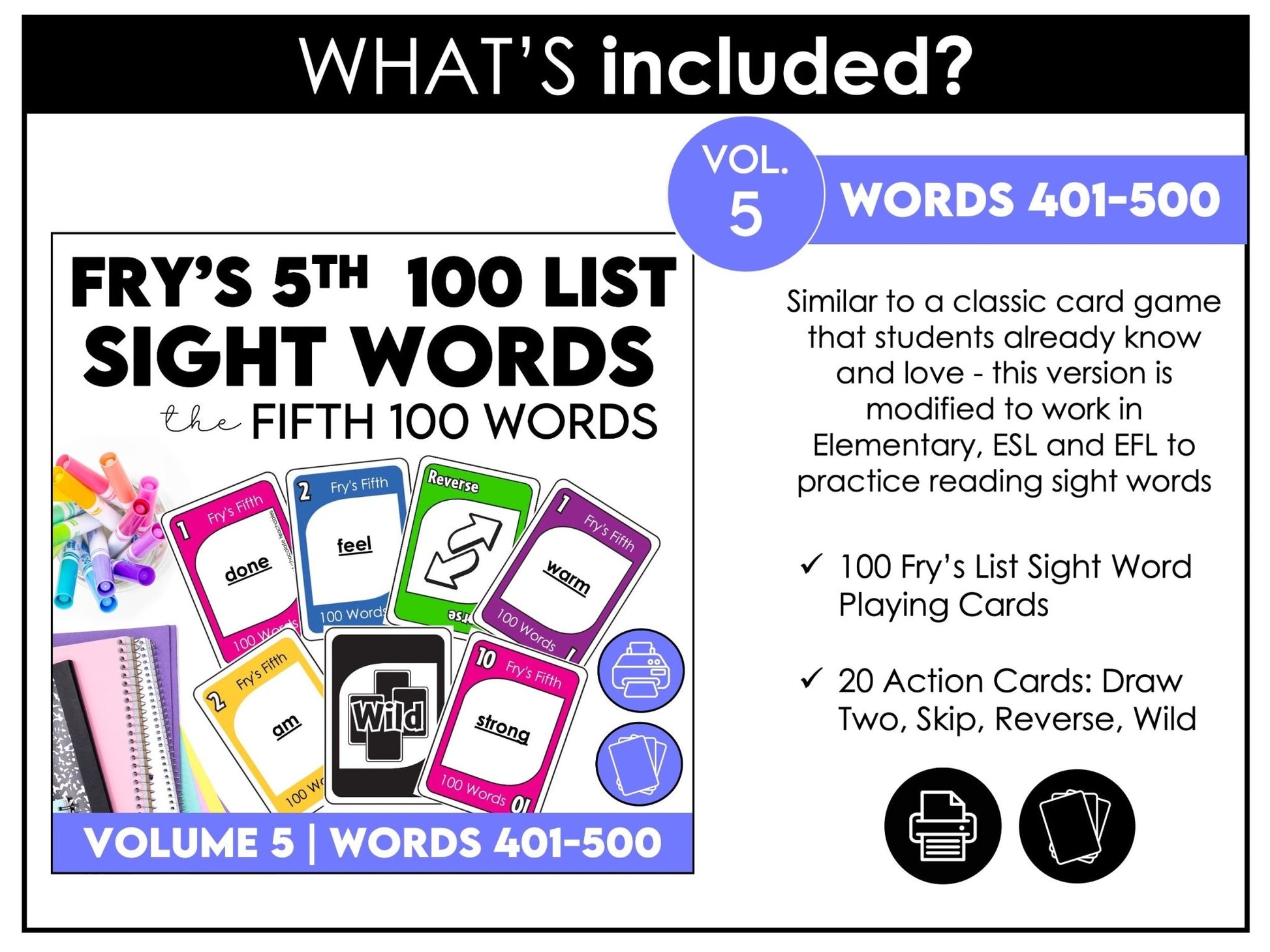 Fry’s Second 300 Sight Words Card Games – Grades 3–5 (Words 301–600) - Hot Chocolate Teachables