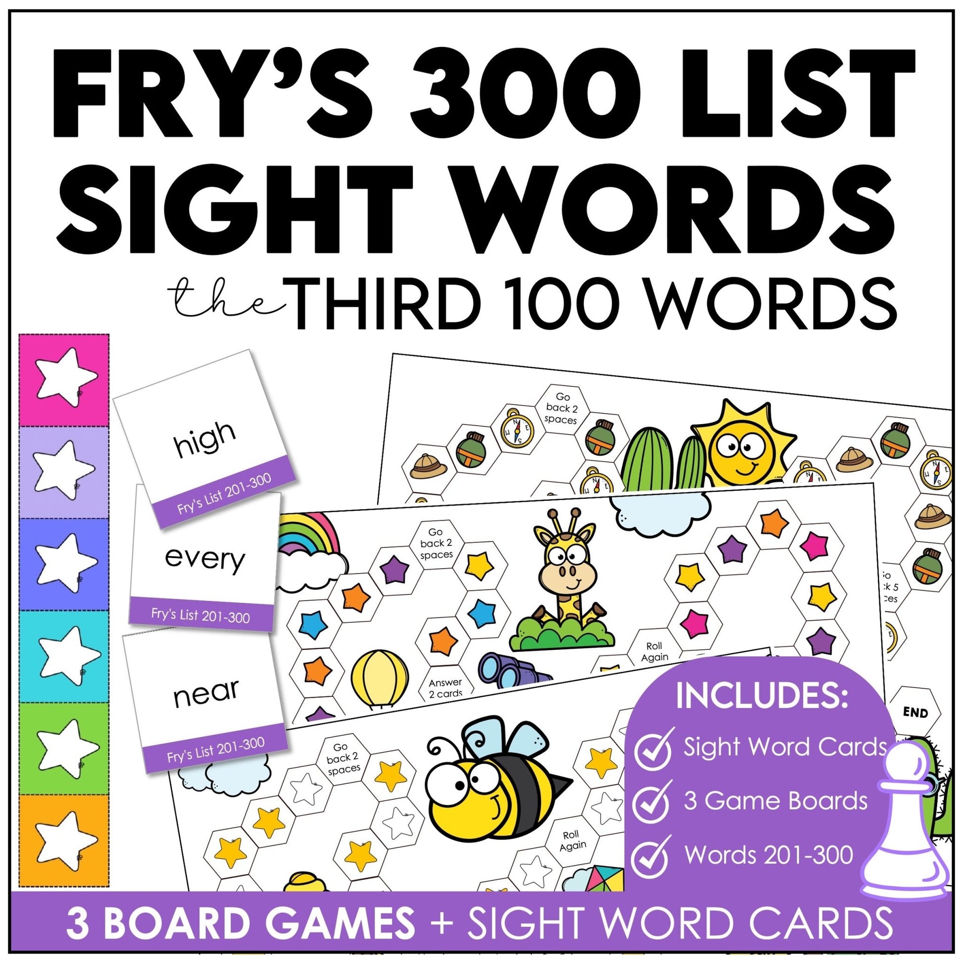 Fry’s Third 100 Sight Words Board Games – Words 201–300 Reading Center Activity - Hot Chocolate Teachables
