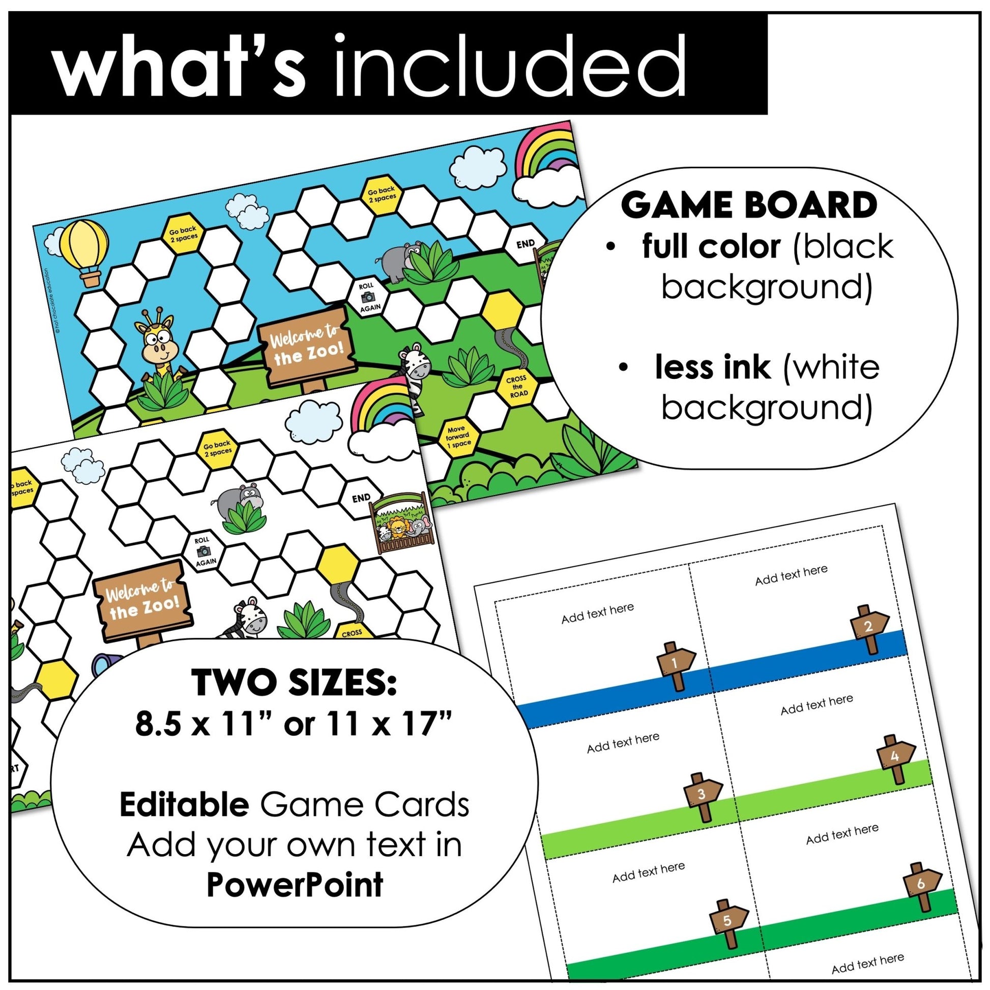 Game Board Template with Blank Question Cards - Make Your Own Board Game - Hot Chocolate Teachables