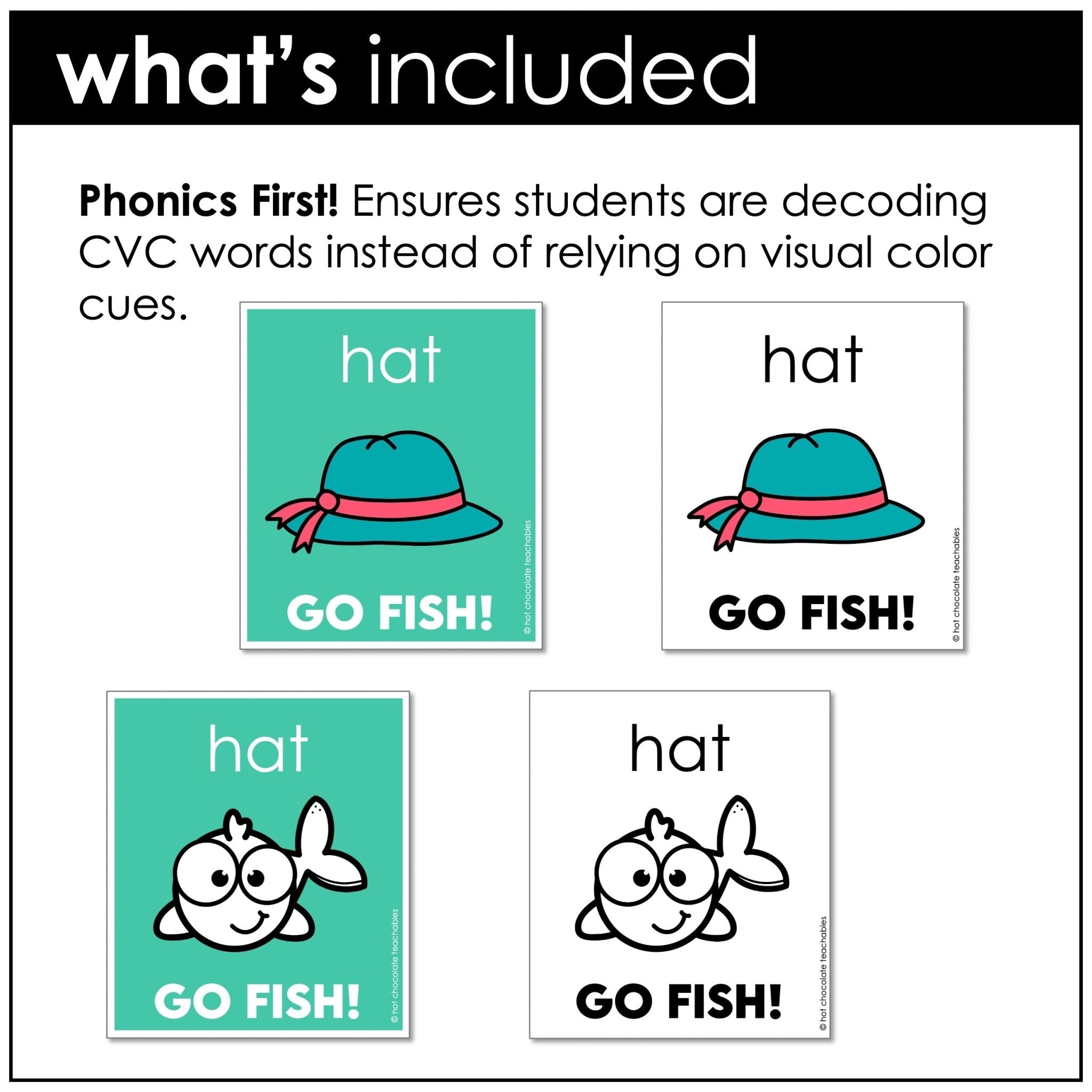 Go Fish Literacy Game – CVC Short Vowel A Words with Picture Support - Hot Chocolate Teachables