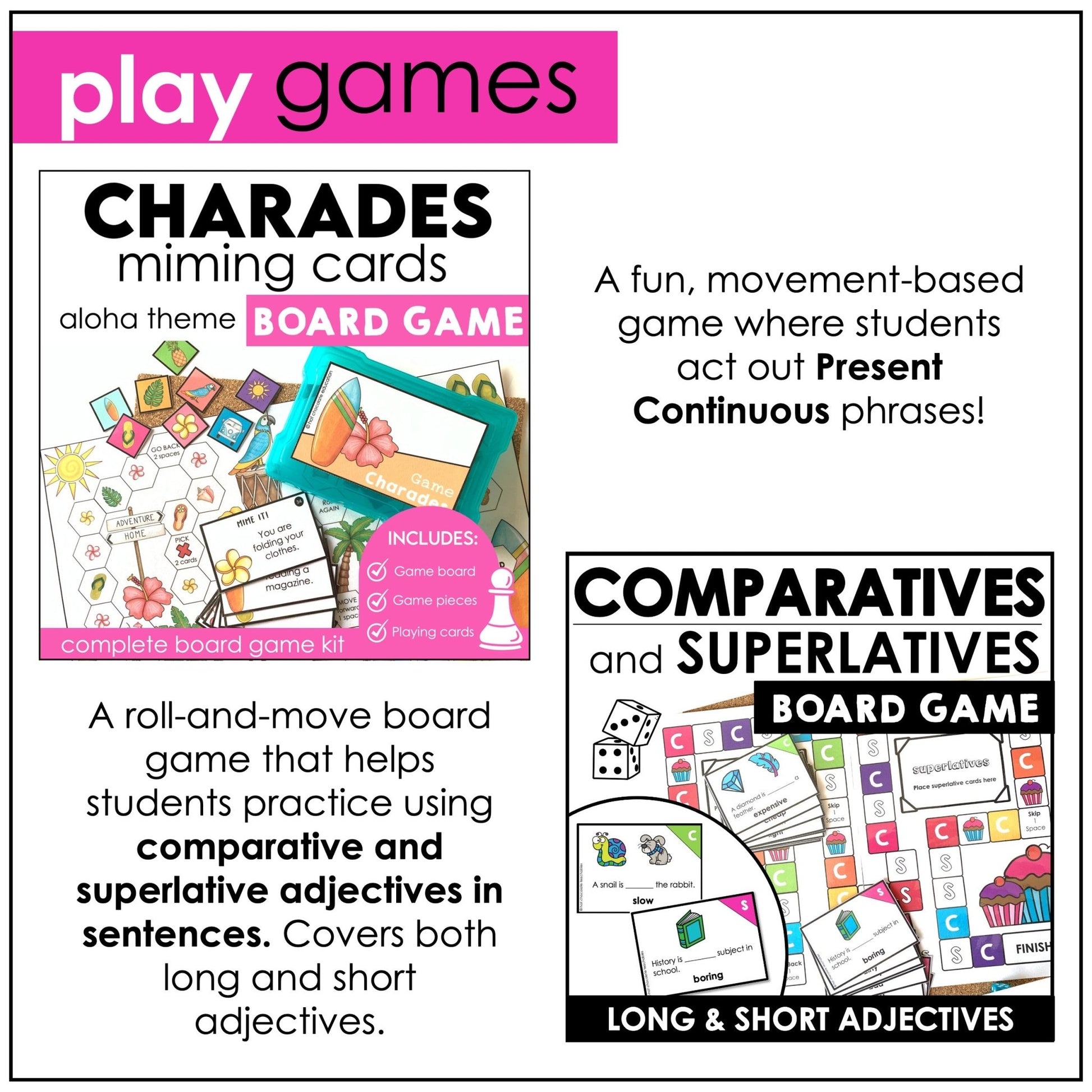 Grammar Games Bundle – Irregular Verbs, Comparatives & Sentence Building - Hot Chocolate Teachables