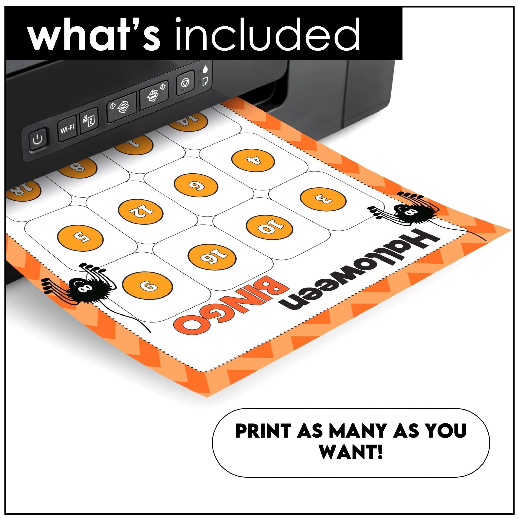 Halloween Bingo Game : Number Recognition from 1 to 20 - Hot Chocolate Teachables