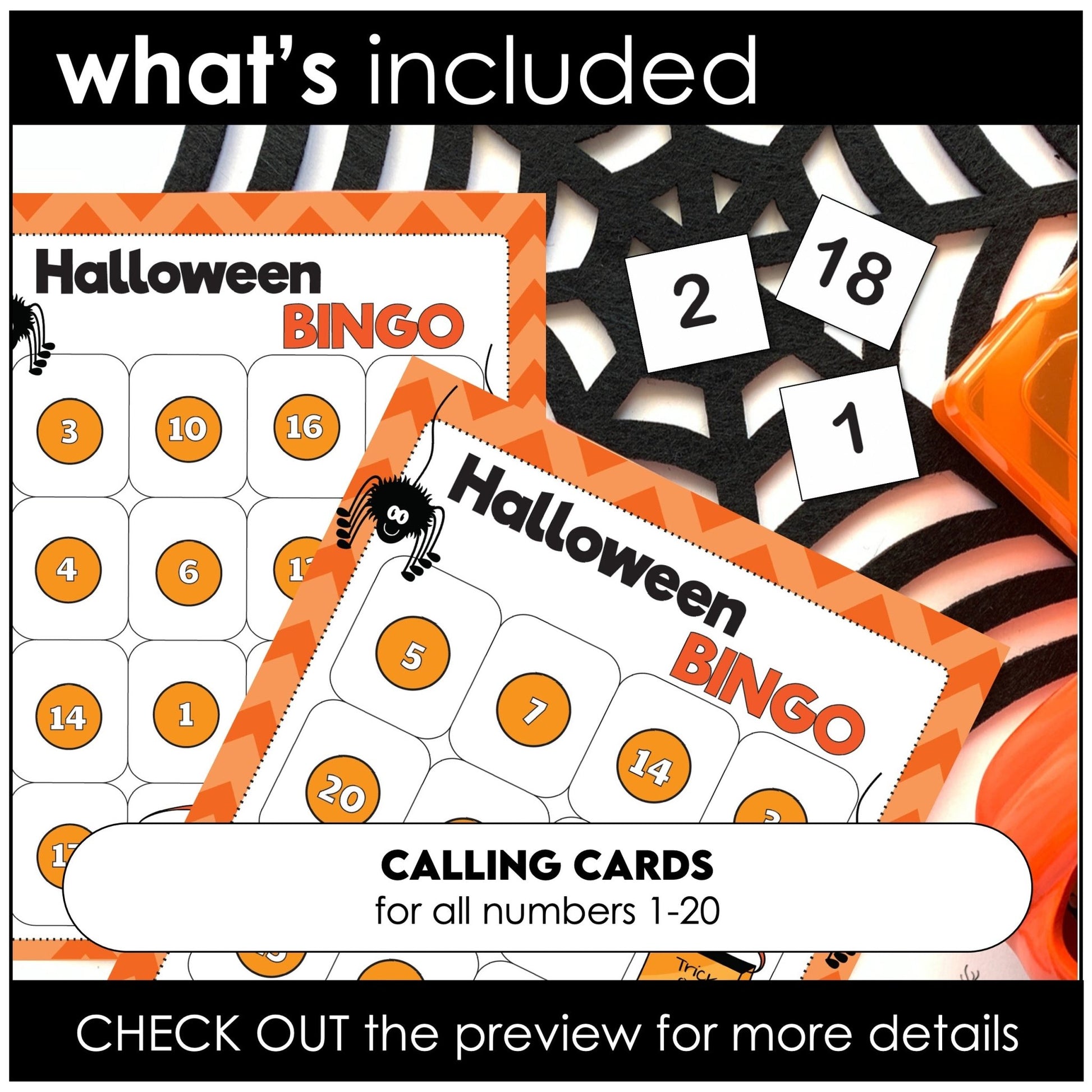 Halloween Bingo Game : Number Recognition from 1 to 20 - Hot Chocolate Teachables