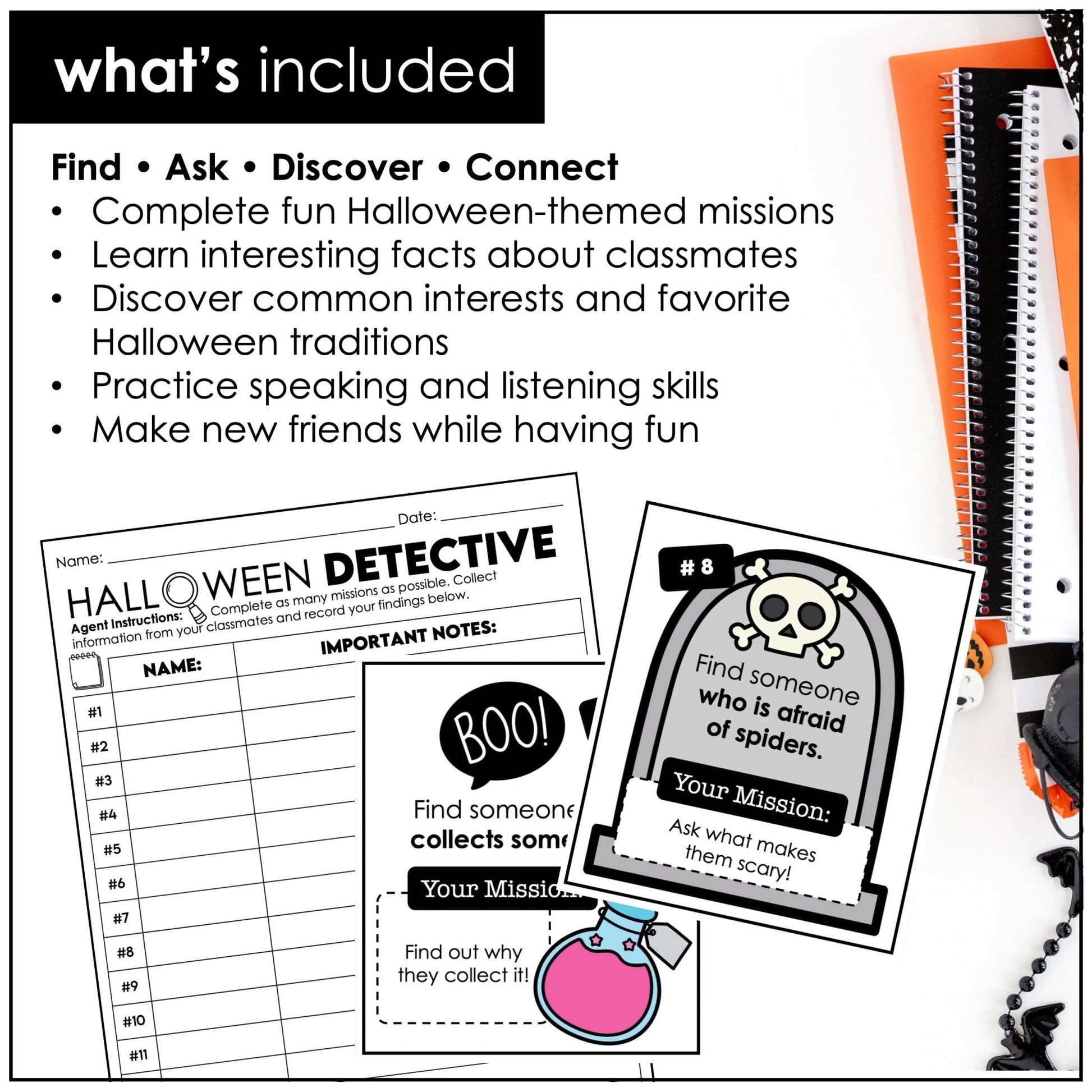 Halloween Find Someone Who – Speaking Game & Icebreaker Scavenger Hunt - Hot Chocolate Teachables