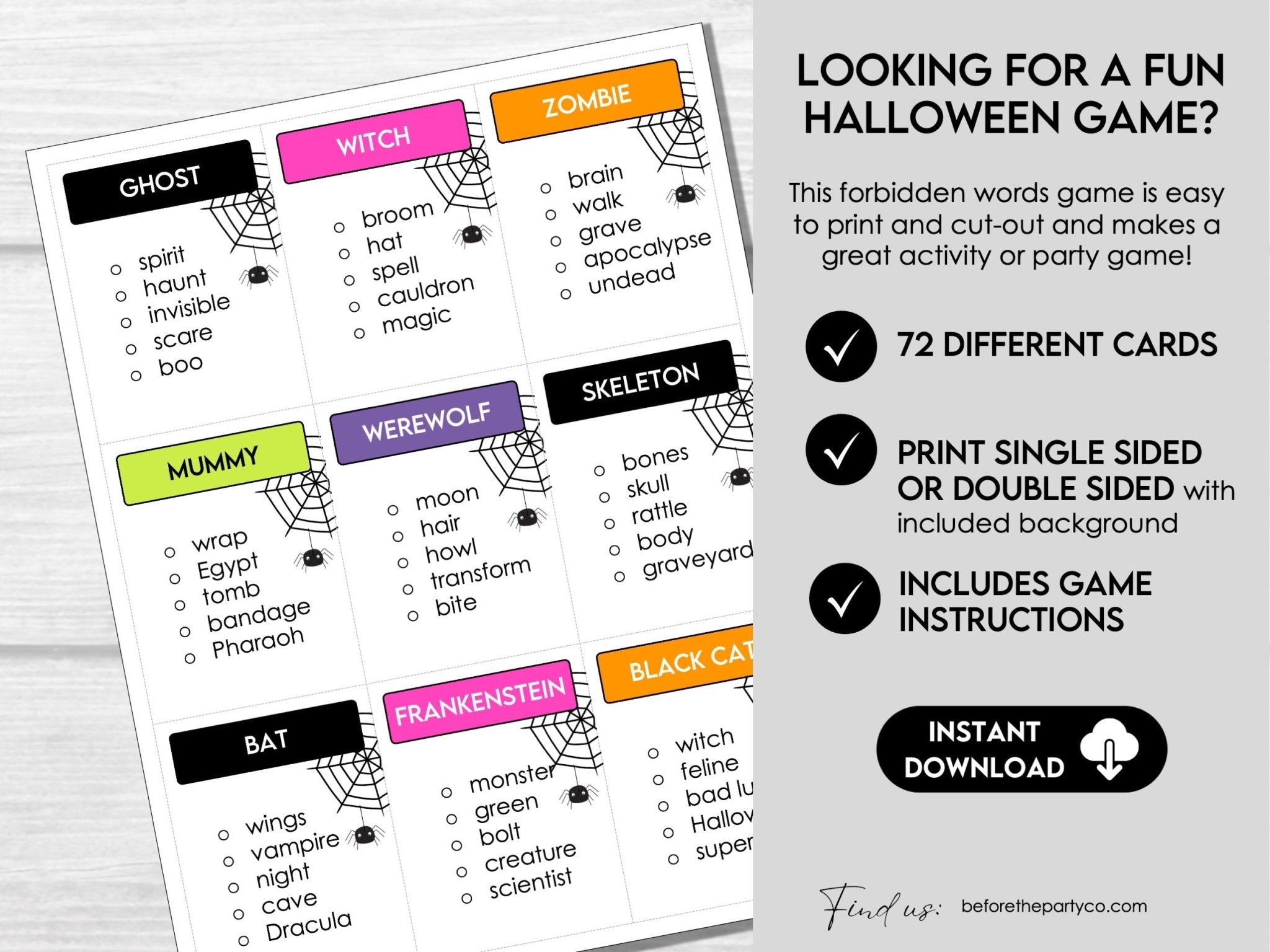 Halloween Word Game Cards Guess the Word Halloween Party Game