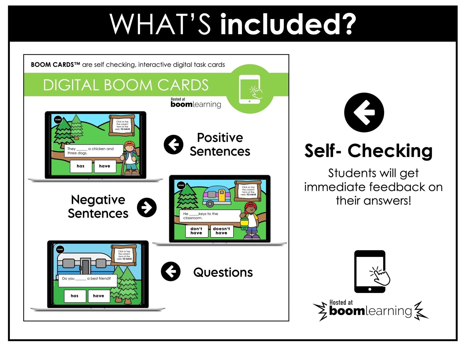 HAS & HAVE - Subject Verb Agreement ESL Boom Cards - Present Simple - Hot Chocolate Teachables