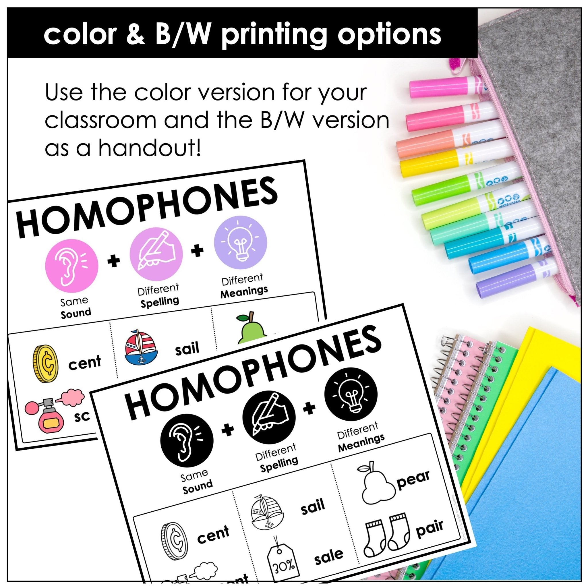 Homophones, Homonyms & Homographs Anchor Chart Posters - Hot Chocolate Teachables