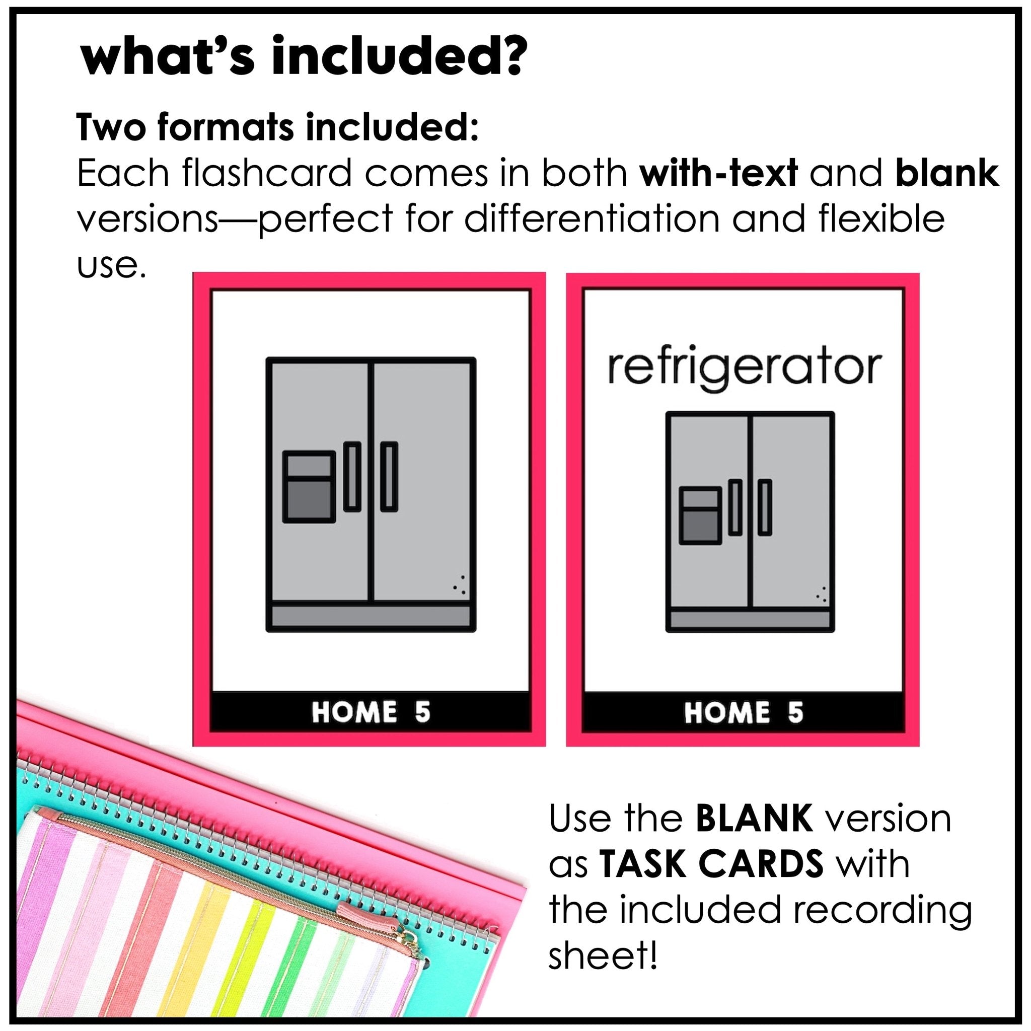 House & Furniture Vocabulary Flashcards for ESL - Kitchen, Bath, Home - Hot Chocolate Teachables