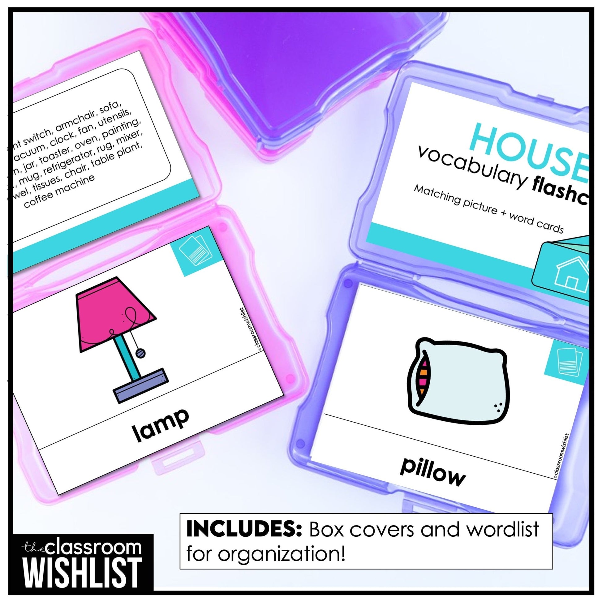 House & Furniture Vocabulary Pack: Flashcards & Picture Dictionary - ESL / ELL - Hot Chocolate Teachables