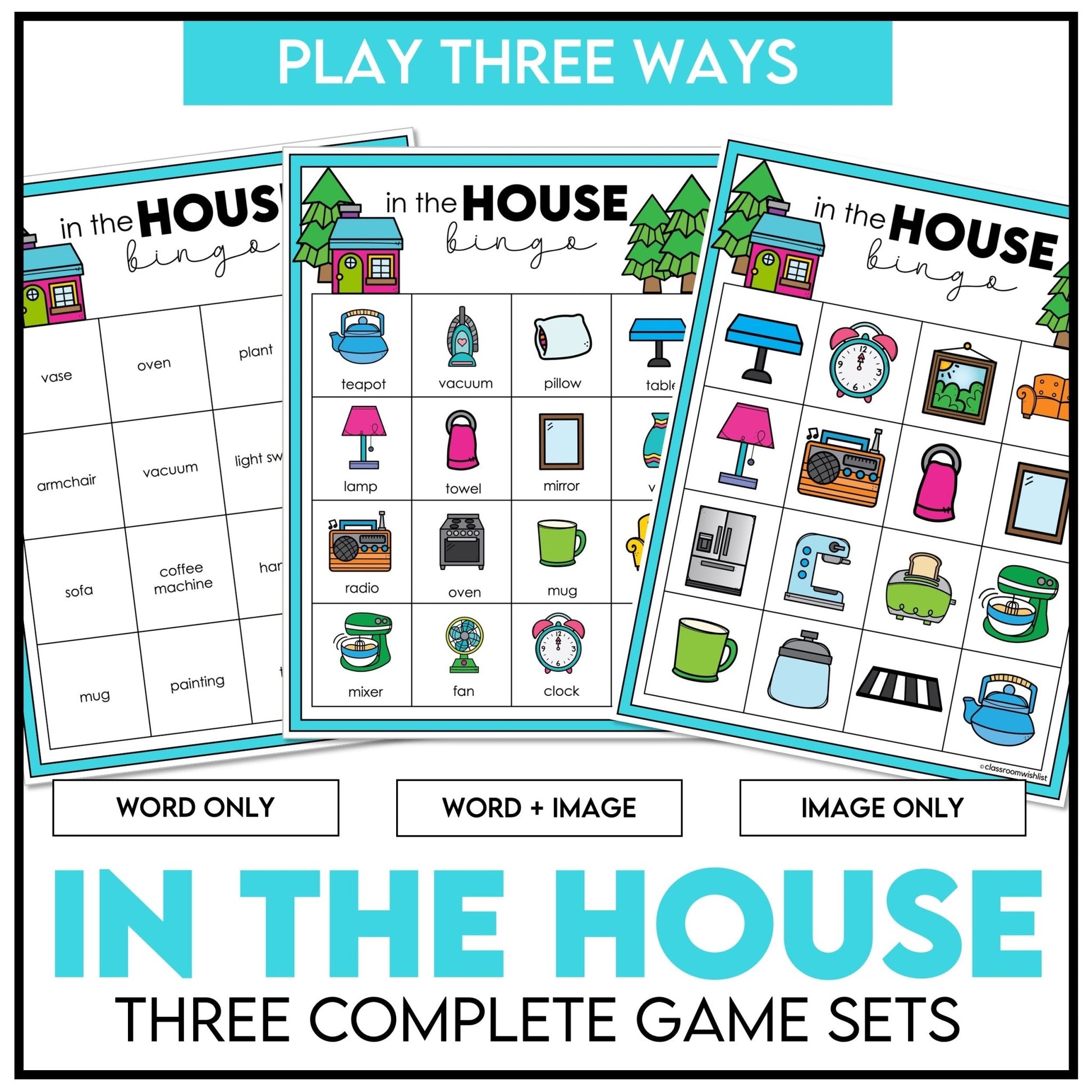 Household Objects Bingo – Things in a House Game Cards | 3 Ways to Play - Hot Chocolate Teachables