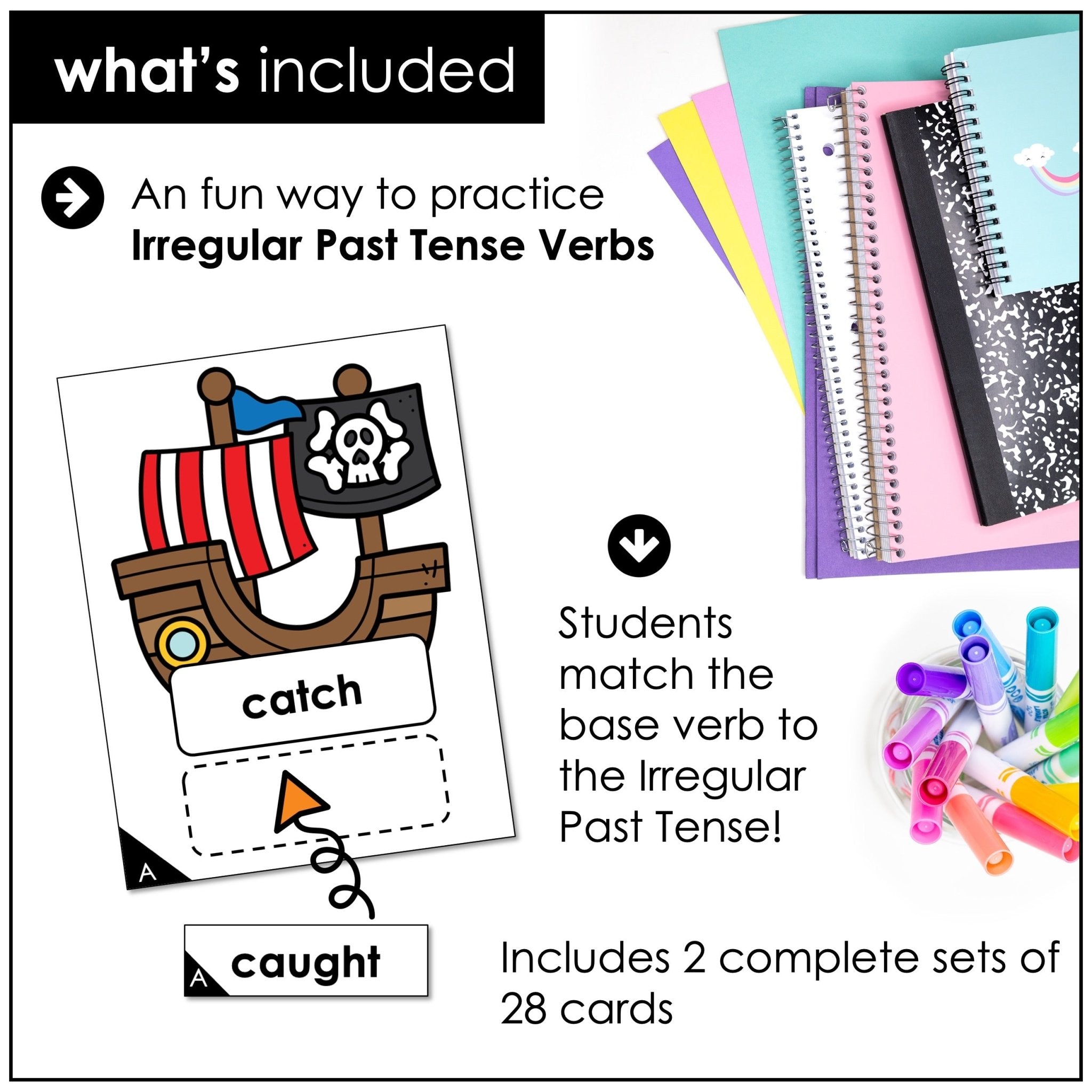 Irregular Past Tense Verb Matching Game – Past Simple Activity for 2nd Grade & ESL - Hot Chocolate Teachables