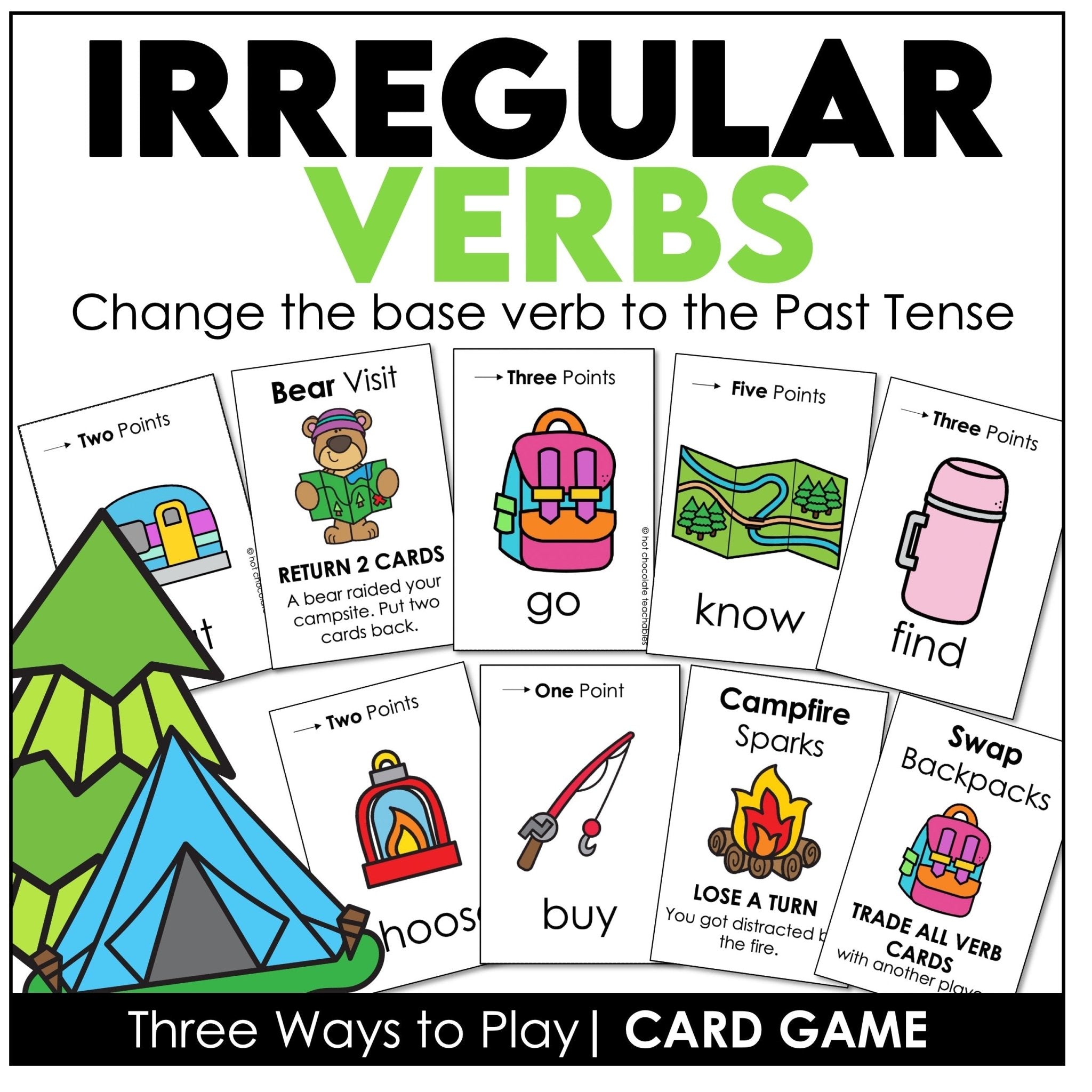 Irregular Verbs Card Game – Past Tense & Past Participle Conjugation Practice - Hot Chocolate Teachables