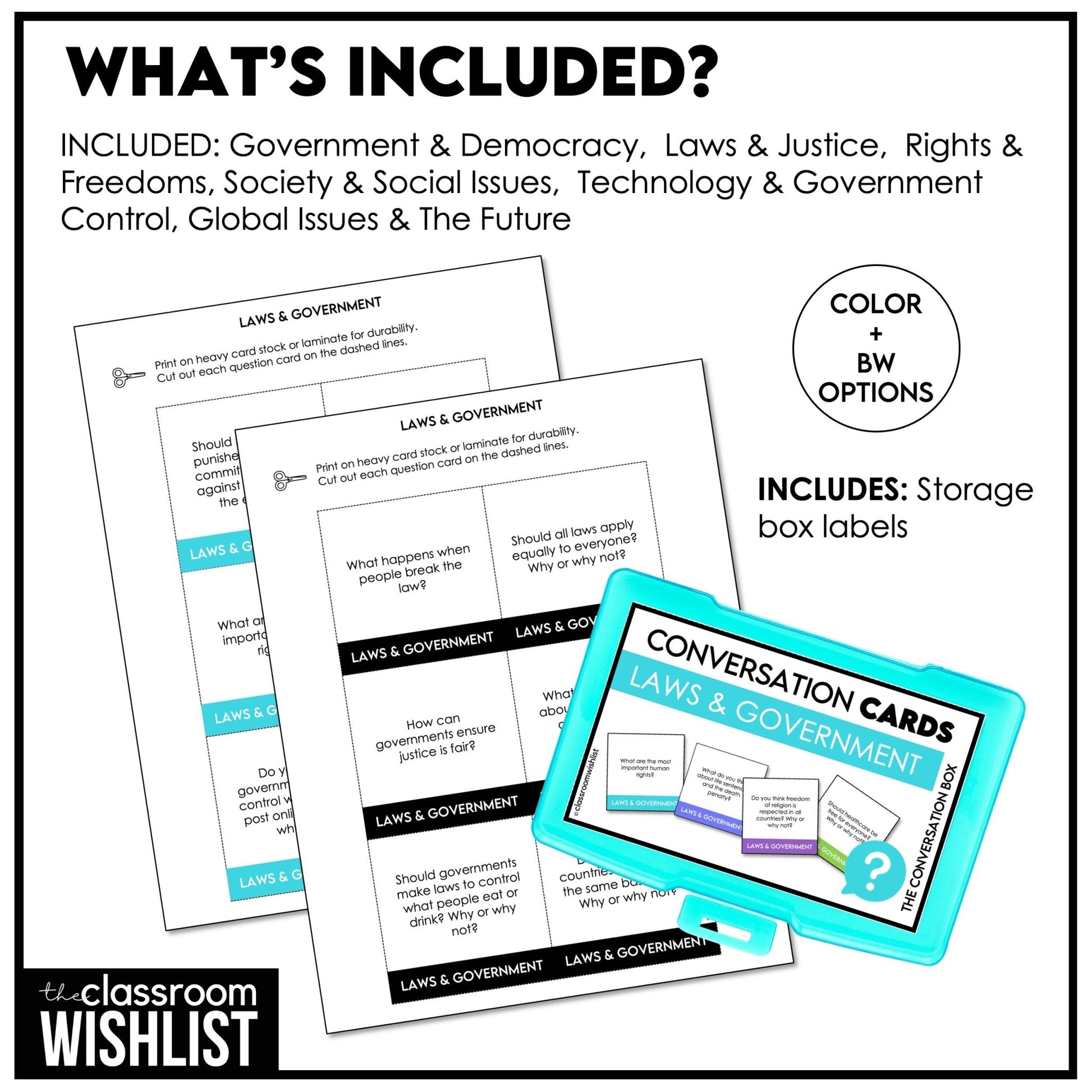 Justice, Democracy, Laws & Society | Civics Conversation Starters Teens & Adults - Hot Chocolate Teachables