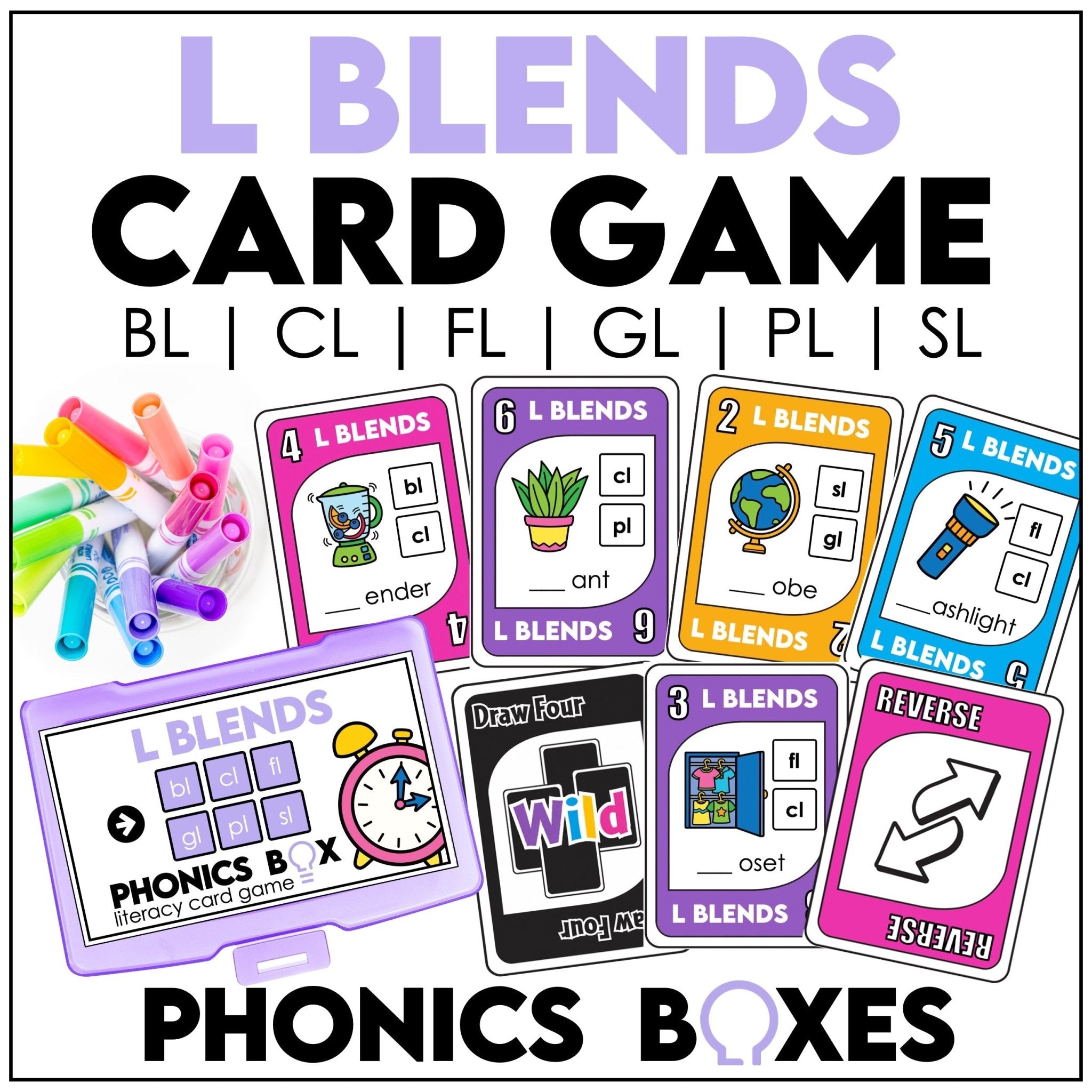 L blends phonics card game for consonant blend practice and literacy centers