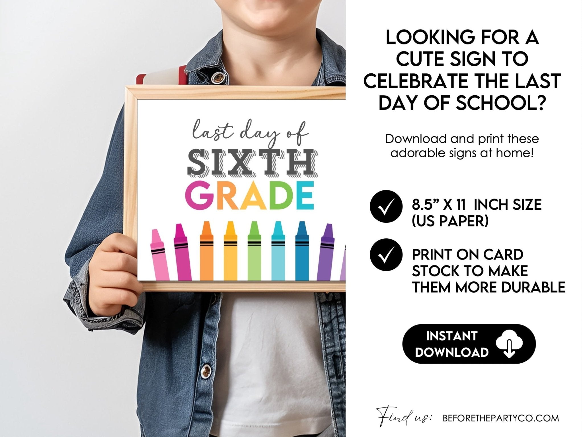 Last Day of Sixth Grade Sign, End of the Year School Signs for 6th Grade - Hot Chocolate Teachables