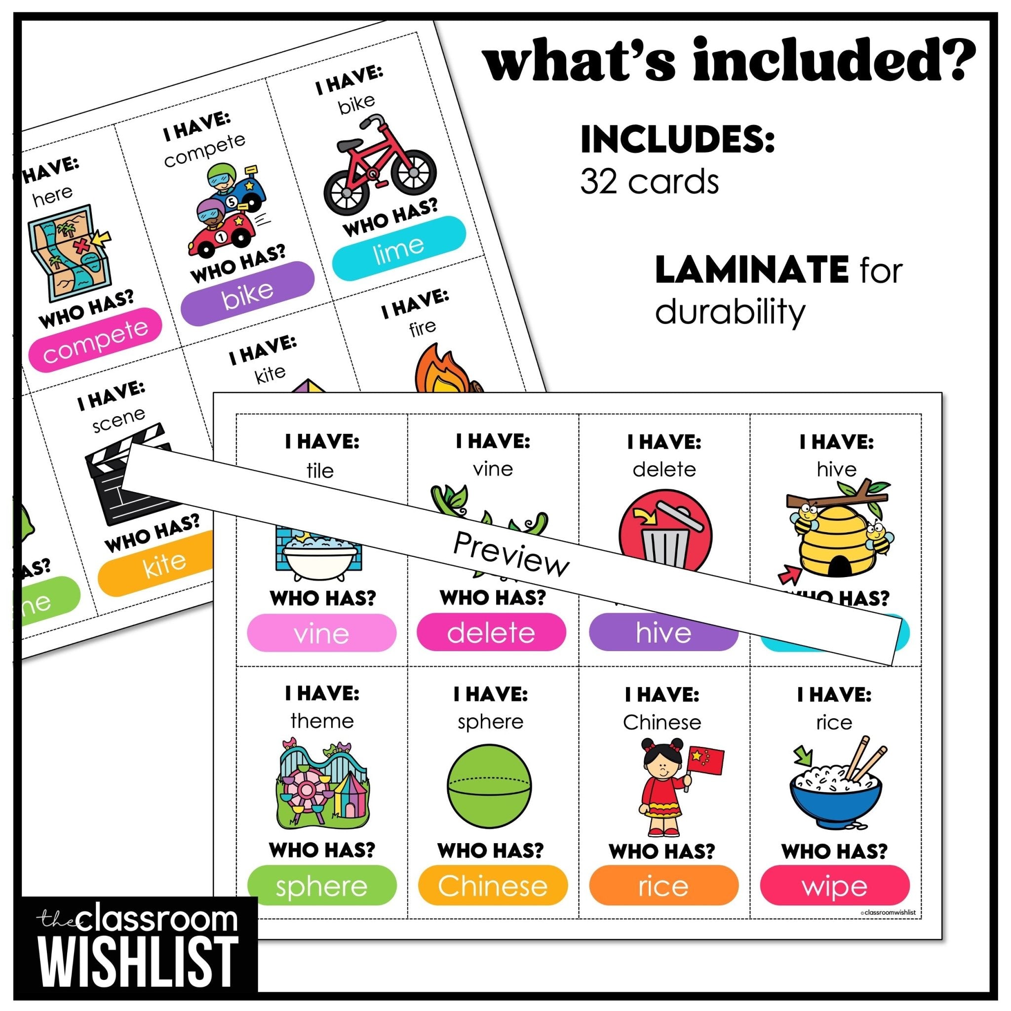 Long E & I Card Game – CVCe - Magic E - Silent E - I have, Who has? - Hot Chocolate Teachables