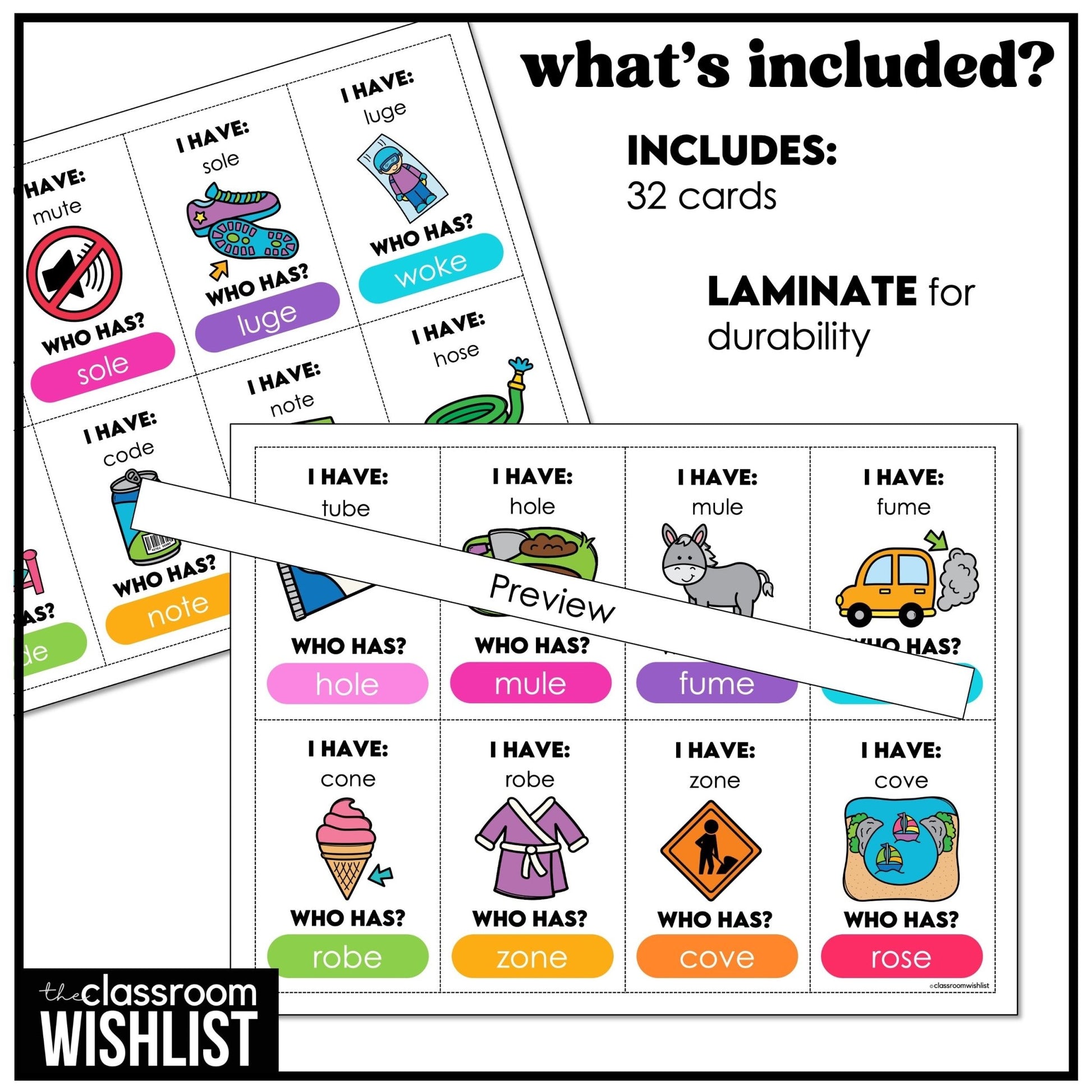 Long O & U Card Game – CVCe - Magic E - Silent E - I have, Who has? - Hot Chocolate Teachables