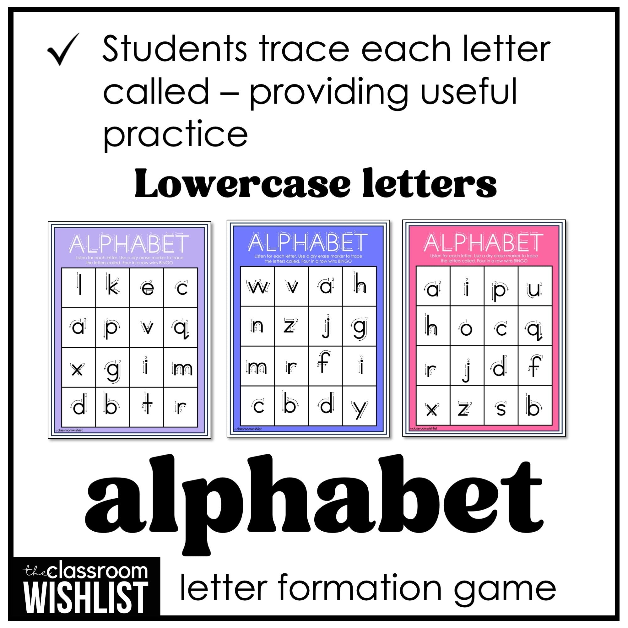 Lowercase Alphabet Bingo – Letter Formation & Tracing Game - Hot Chocolate Teachables