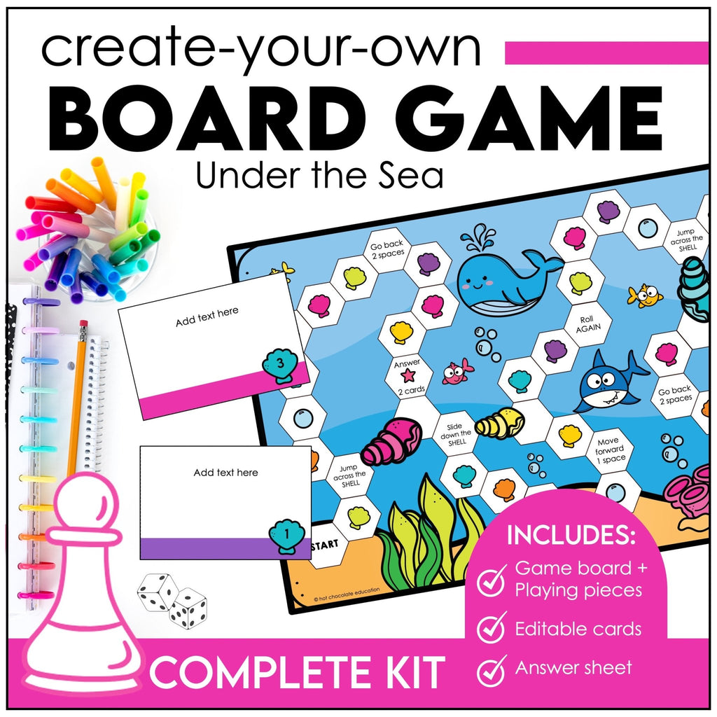 Customizable Board Game Templates with Editable Cards – Hot Chocolate Teachables for Board Game Template Free Printable