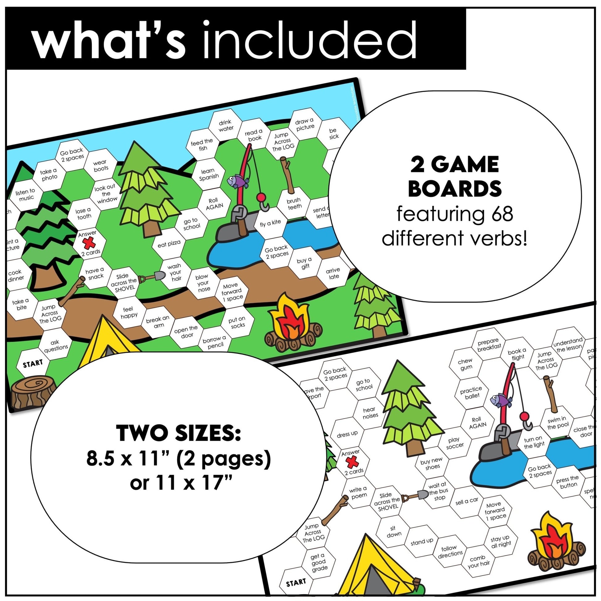 Mixed Verb Tenses Board Game - 6 Ways to Play - Present, Past, Future, Adverbs - Hot Chocolate Teachables