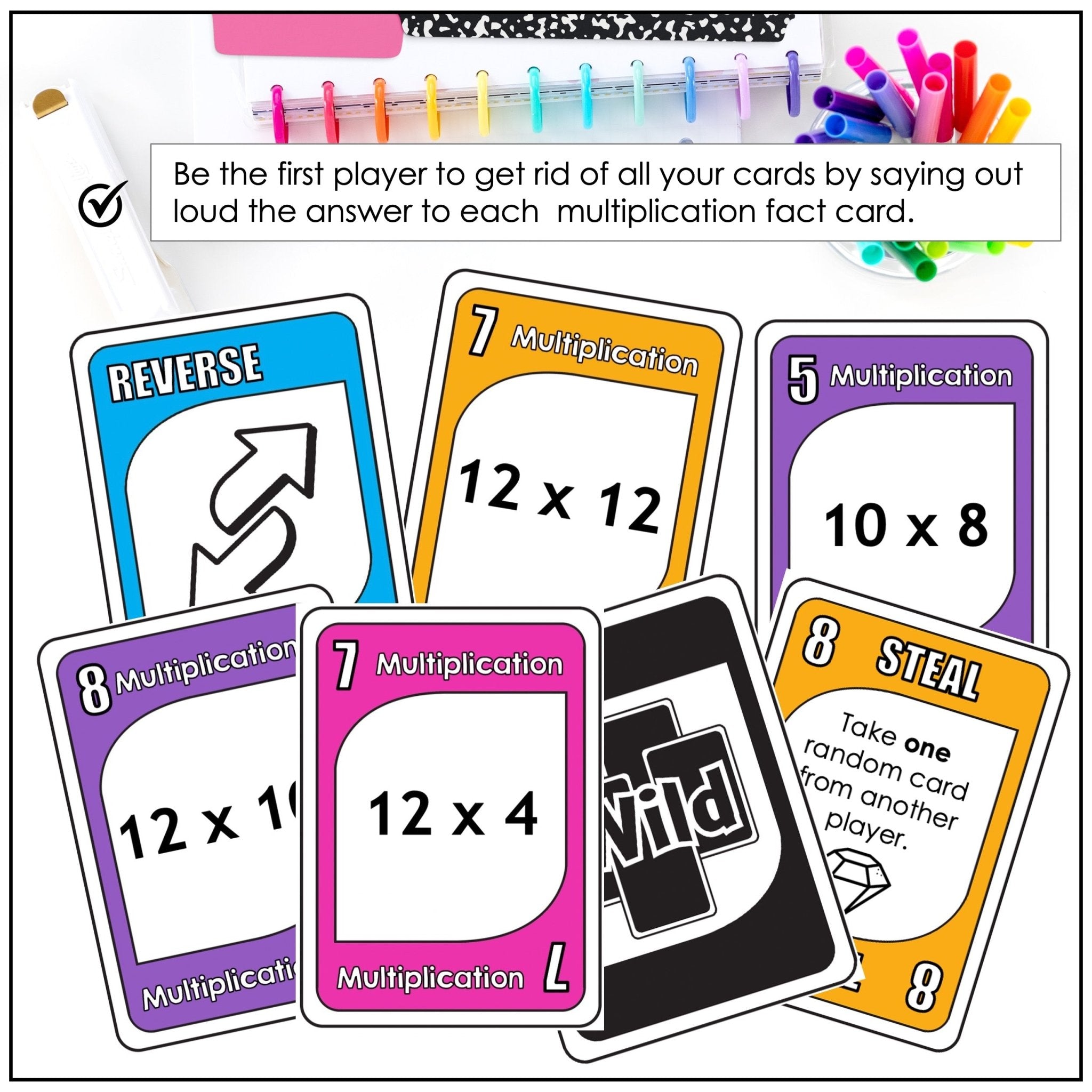 Multiplication Card Game | Times Tables 10–12 Math Practice