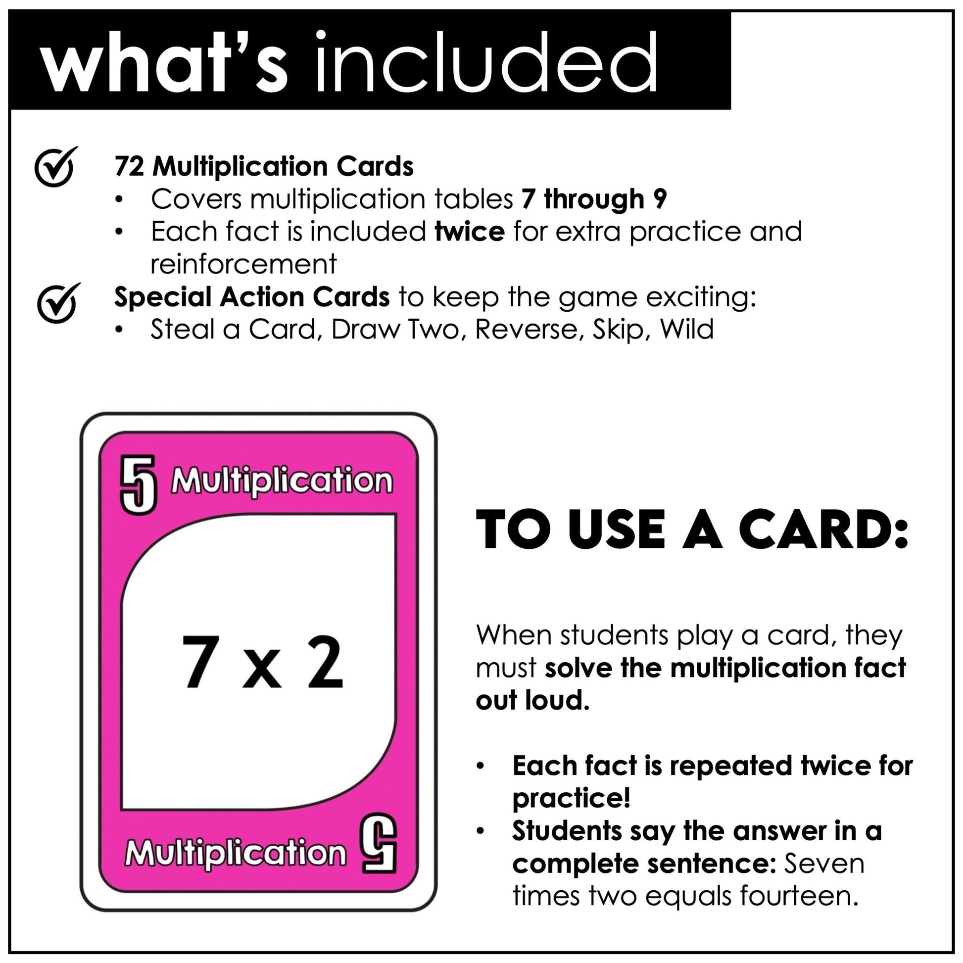 Multiplication Card Game – Times Tables 7–9 Math Fact Practice - Hot Chocolate Teachables