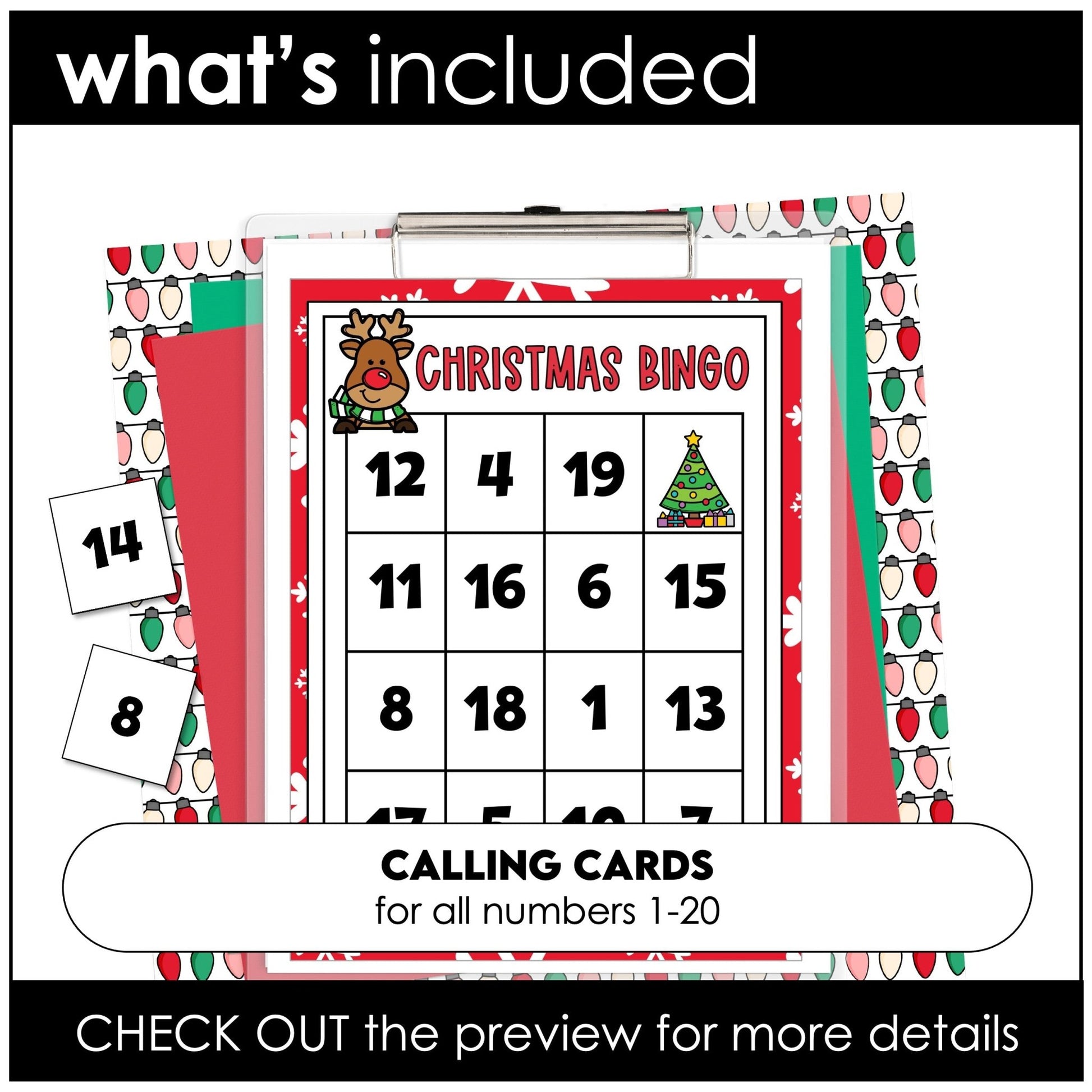 Numbers 1 - 20 Bingo Game - Christmas Theme - Hot Chocolate Teachables
