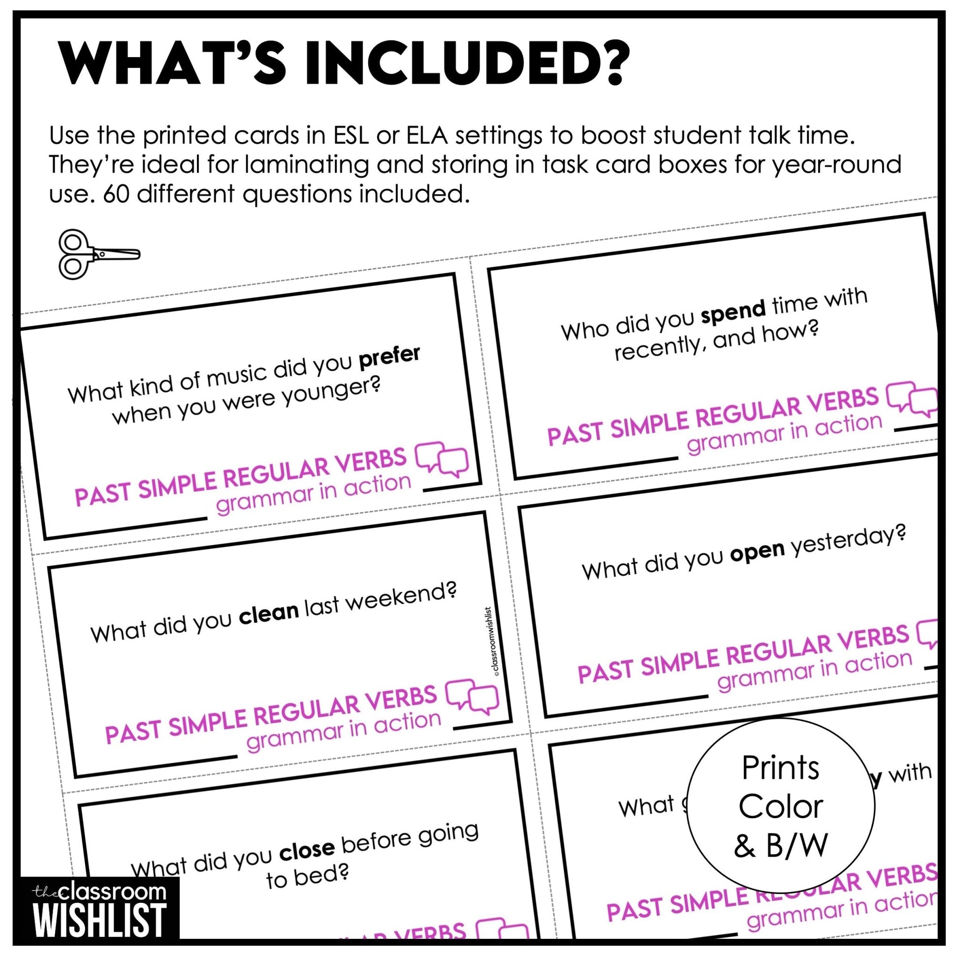 Past Simple Conversation Questions – Regular Verbs | ESL Speaking Activity - Hot Chocolate Teachables