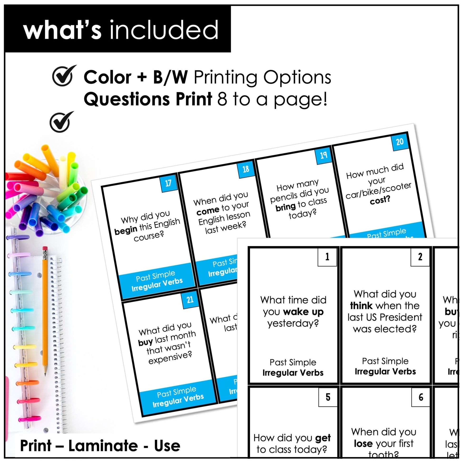 Past Simple & Present Perfect Conversation Question Cards - Hot Chocolate Teachables