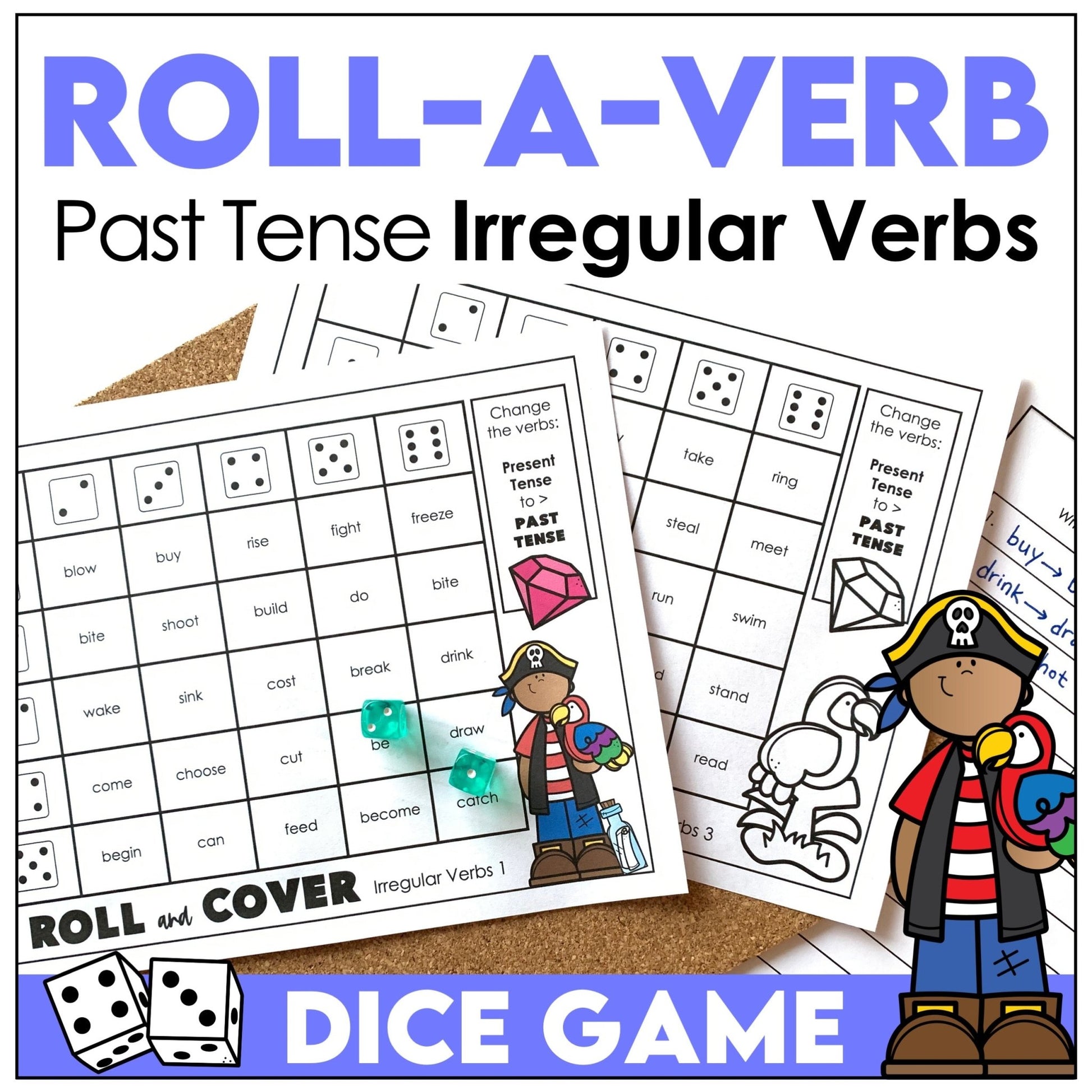 Past Tense Irregular Verbs Dice Games - Roll & Cover - Hot Chocolate Teachables