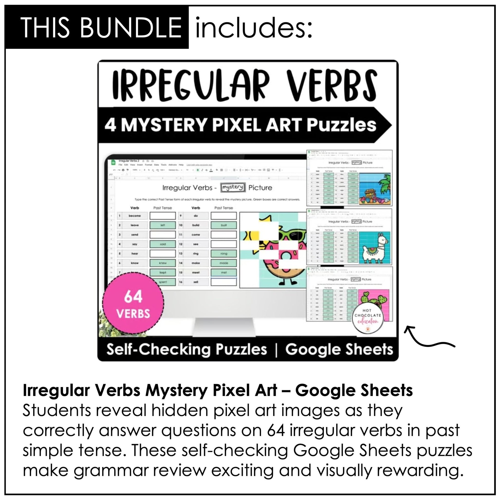 Past Tense Irregular Verbs : ESL Digital Games & Activity Bundle - Google & Boom - Hot Chocolate Teachables