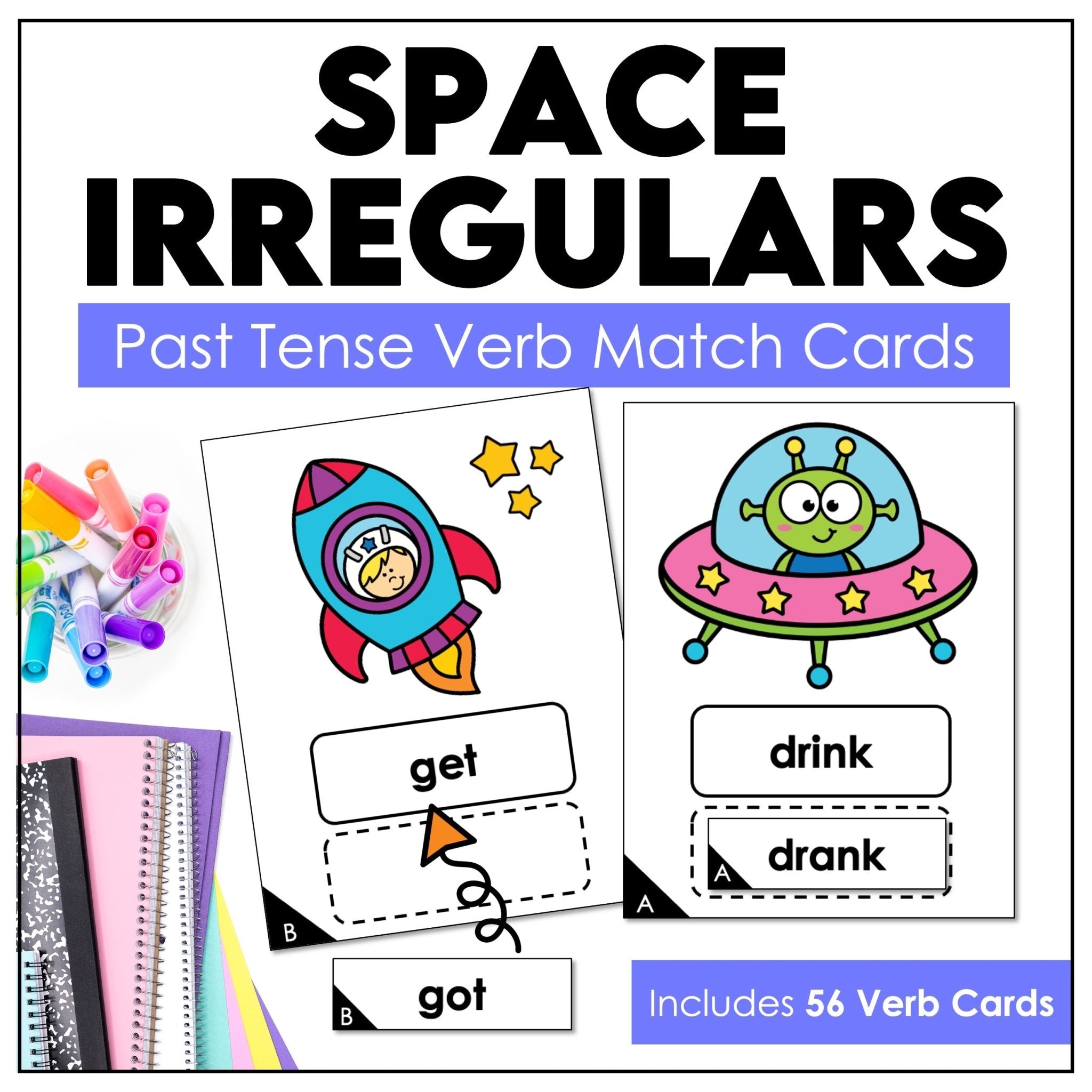 Past Tense Verbs Matching Game – Irregular Verb Activity for 2nd Grade & ESL - Hot Chocolate Teachables