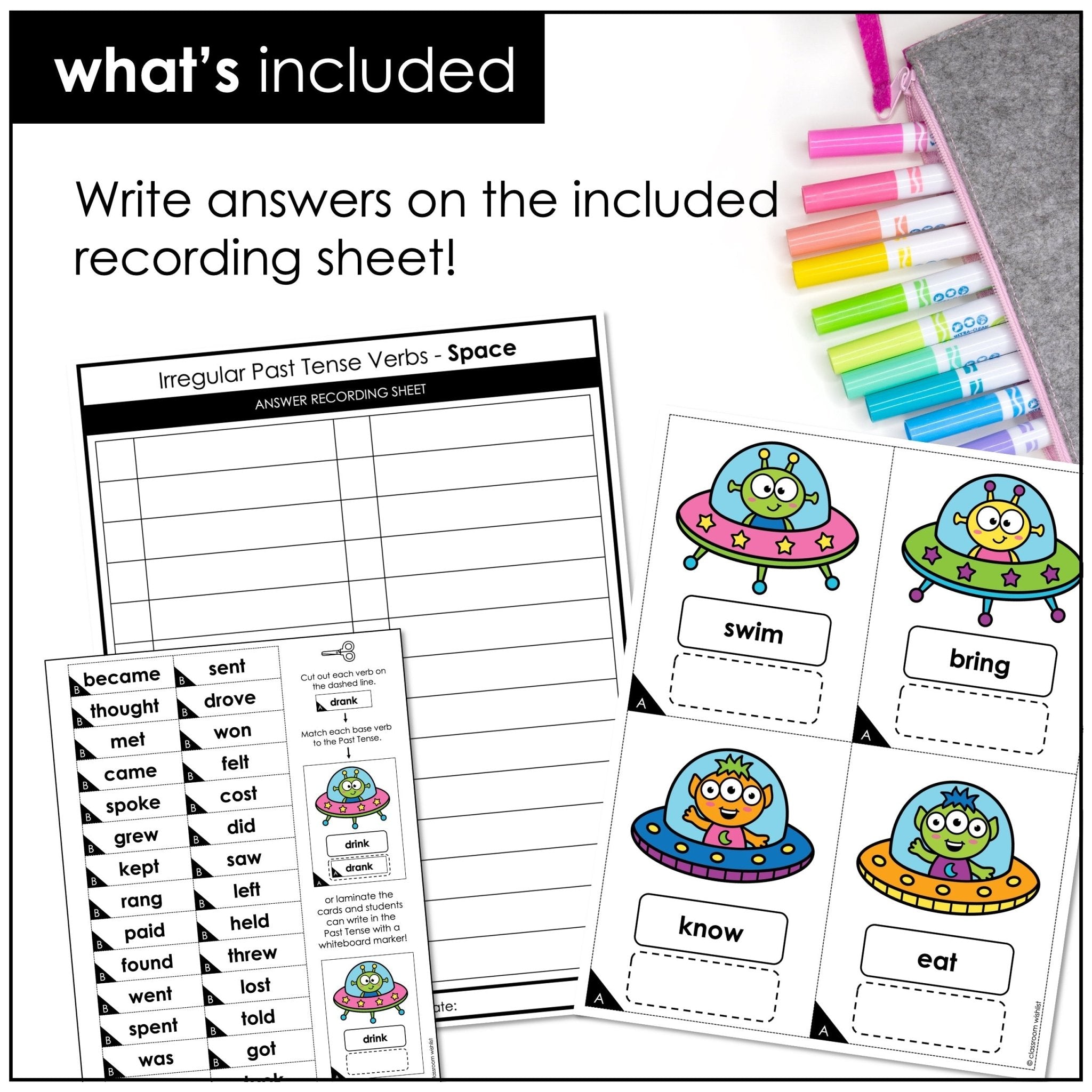 Past Tense Verbs Matching Game – Irregular Verb Activity for 2nd Grade & ESL - Hot Chocolate Teachables