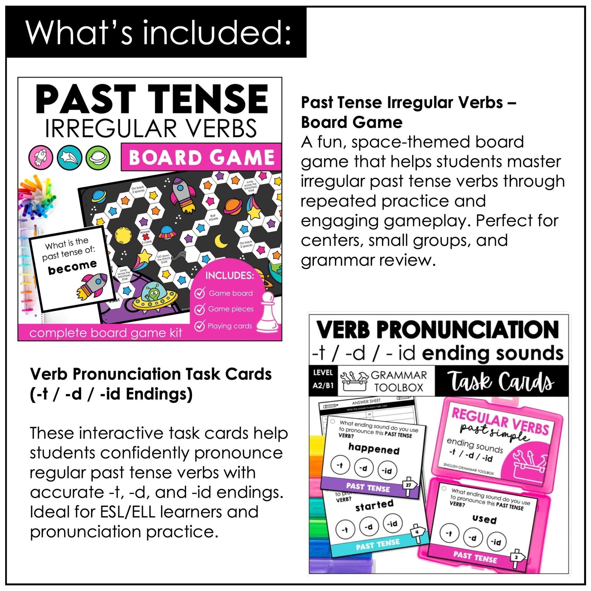 Past Tense Verbs : Regular and Irregular Games & Activities BUNDLE - Hot Chocolate Teachables