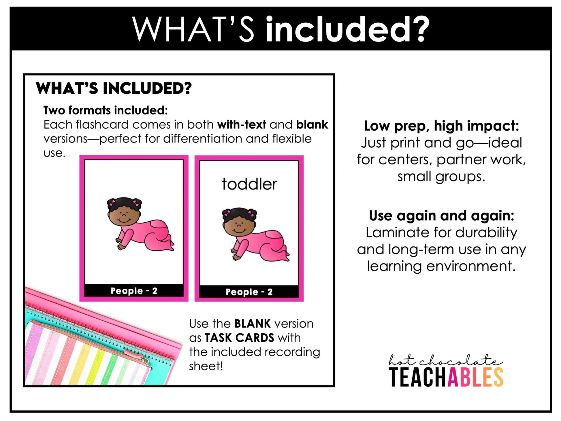 People Flashcards: Jobs & Family Vocabulary ESL Task Cards - Flash Cards - Hot Chocolate Teachables