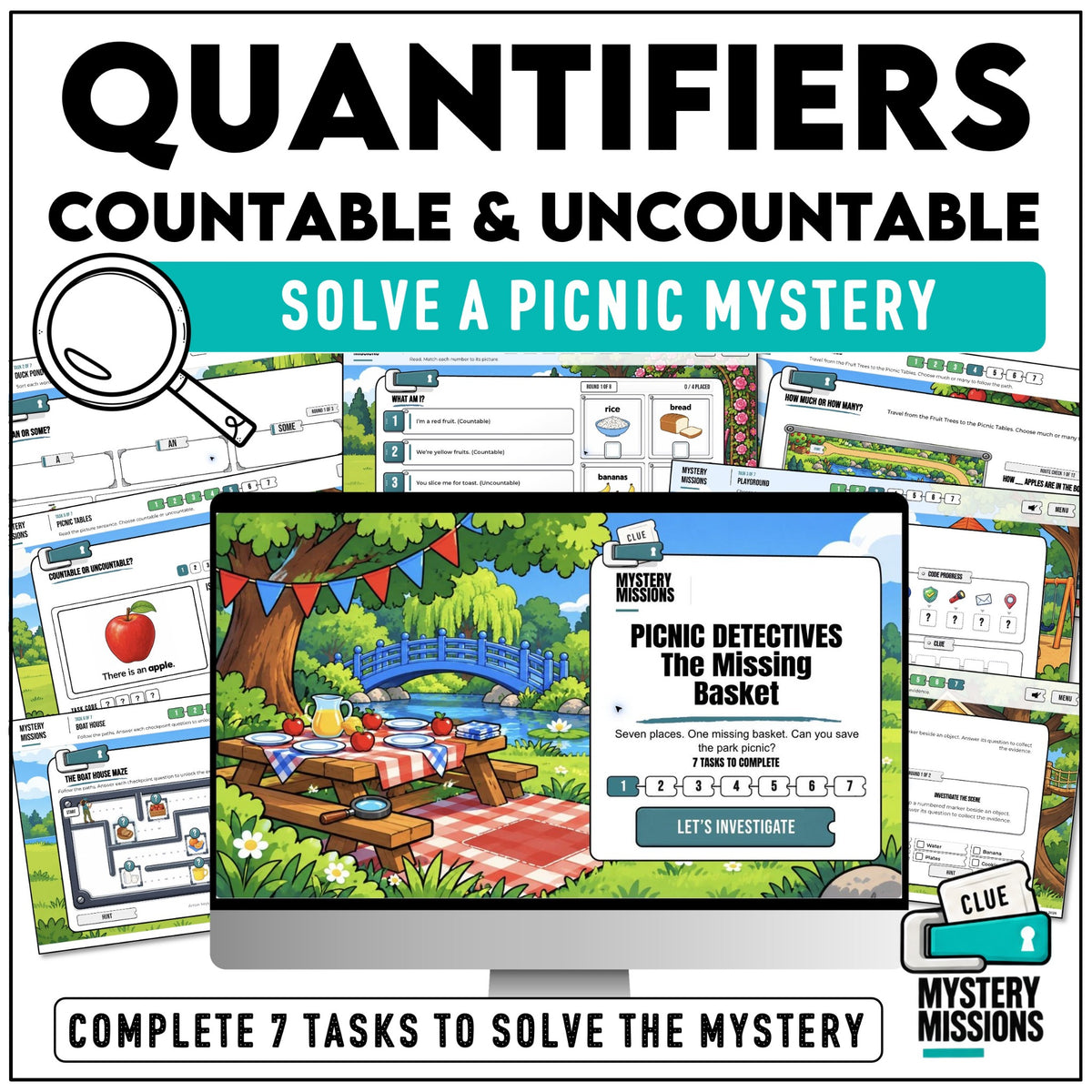 Quantifiers Countable and Uncountable – Solve a Picnic Mystery