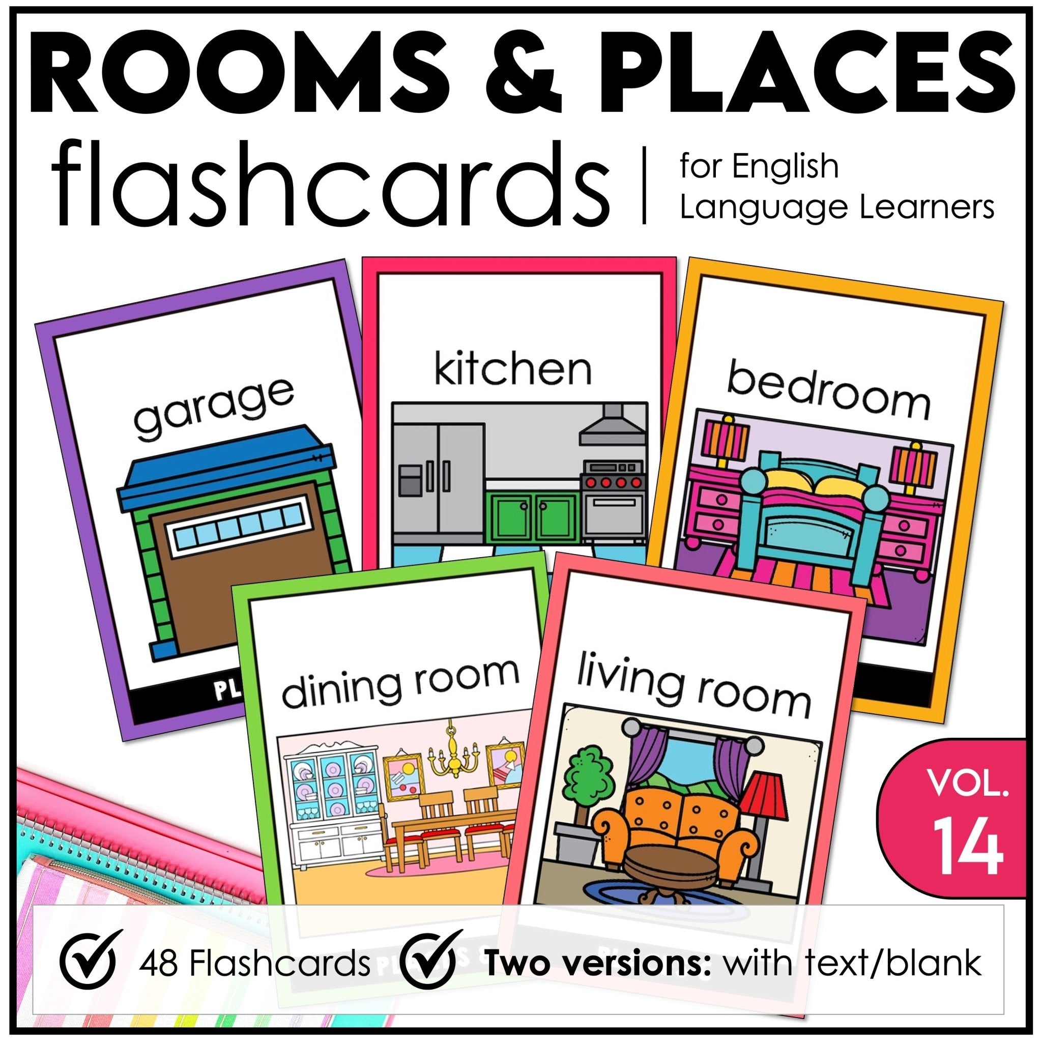 Places Flashcards : City, Town, Buildings, Outdoors, Rooms in the house - Hot Chocolate Teachables