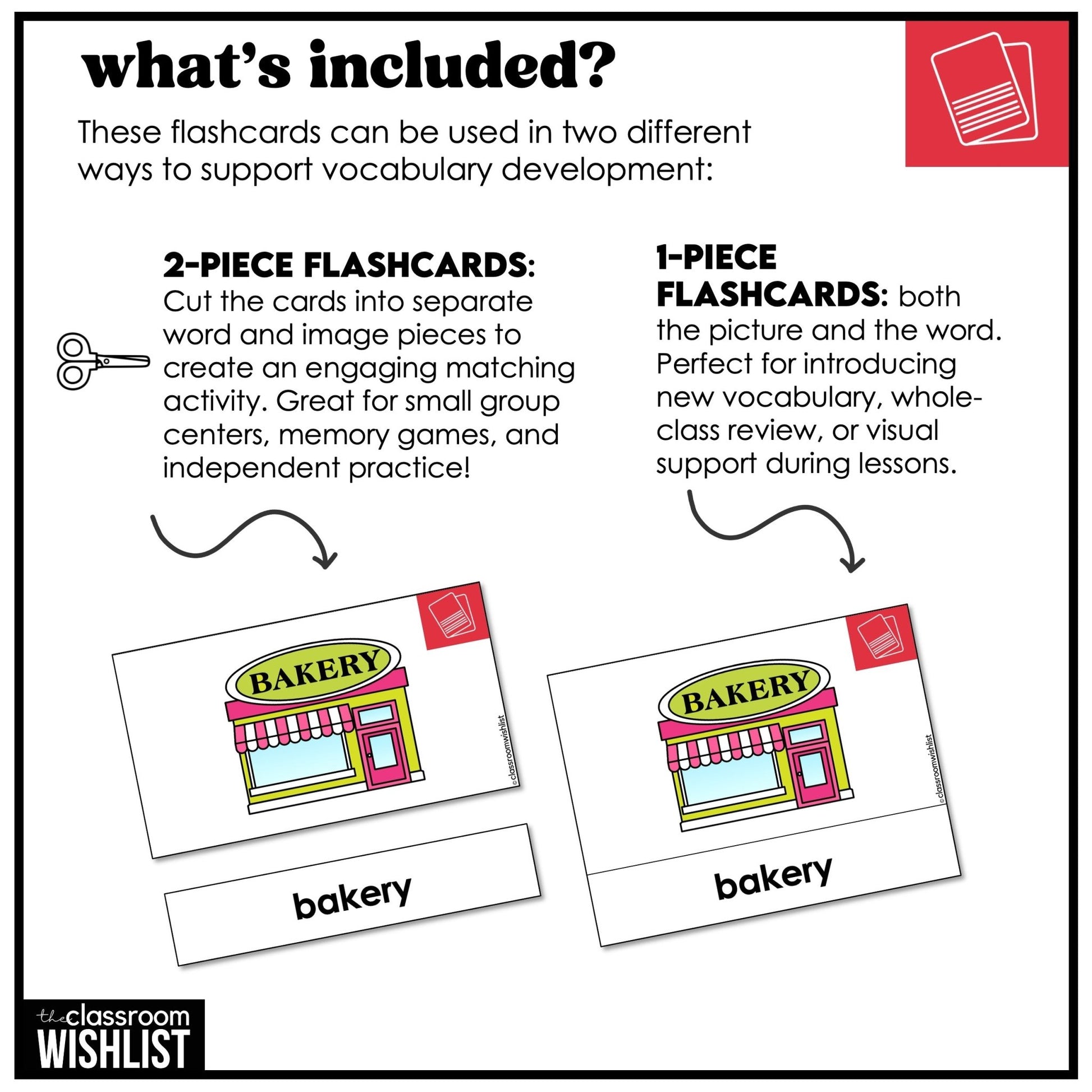 Places in Town Vocabulary Building ESL Flashcard Set: City Buildings - Hot Chocolate Teachables