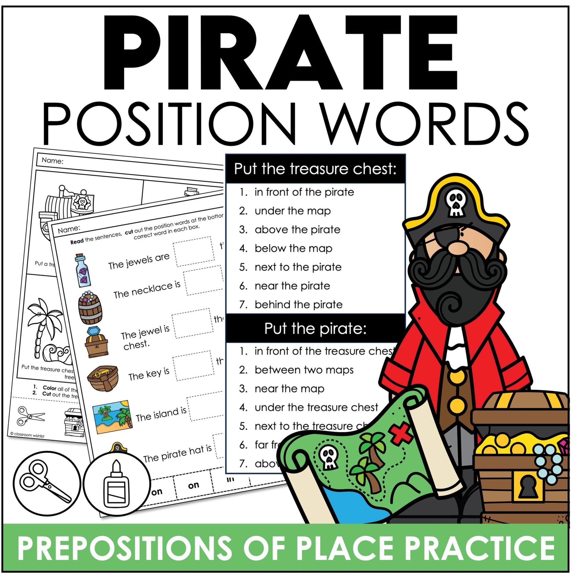 Positional Words Practice Pirate Prepositions of Place | Hands-On Position Words