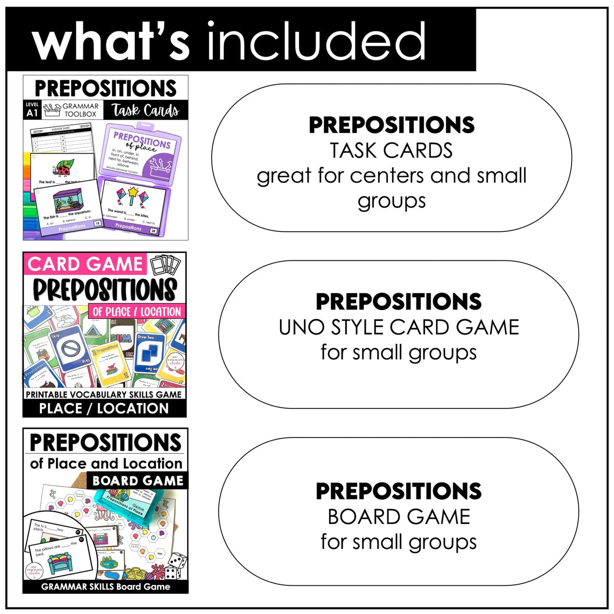 Preposition Engaging Activity Prepositions of Place : Activity & Games Bundle