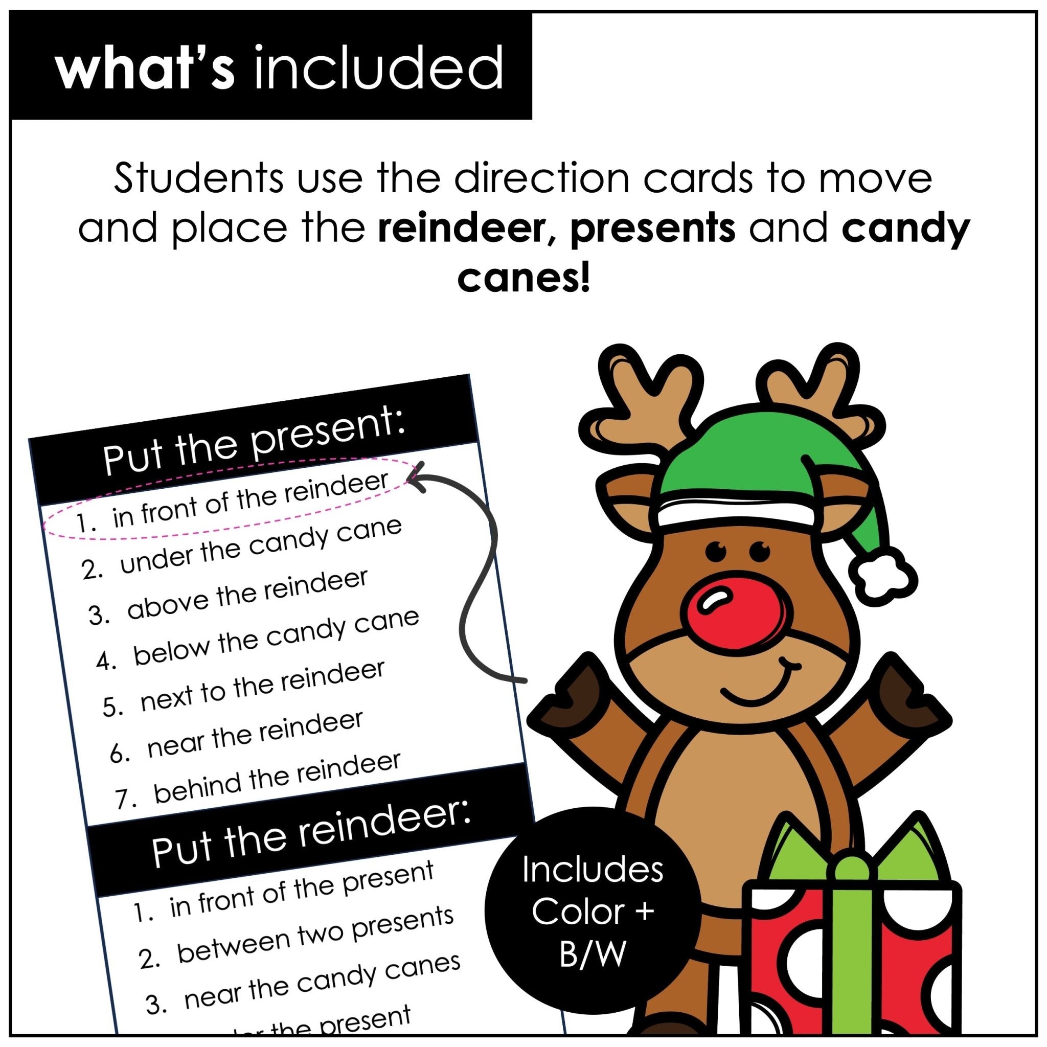 Prepositions of Place Christmas Activity – Position Words for Pre - K, K & ESL - Hot Chocolate Teachables