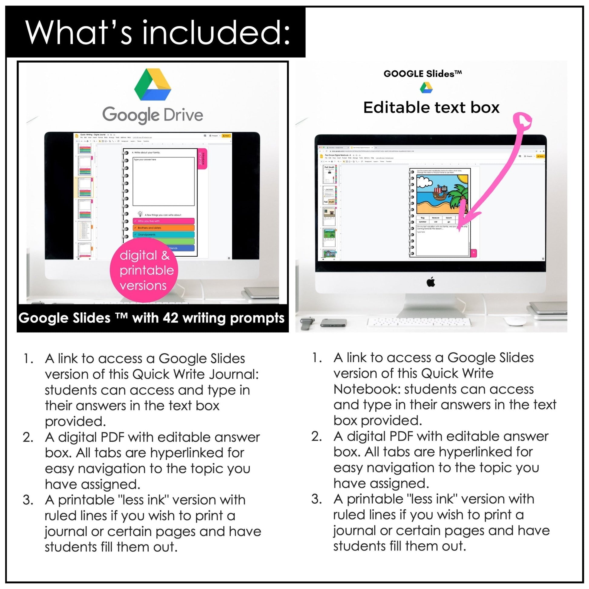 Present & Past Simple Writing Prompts Bundle – ESL Digital Writing Journals - Hot Chocolate Teachables