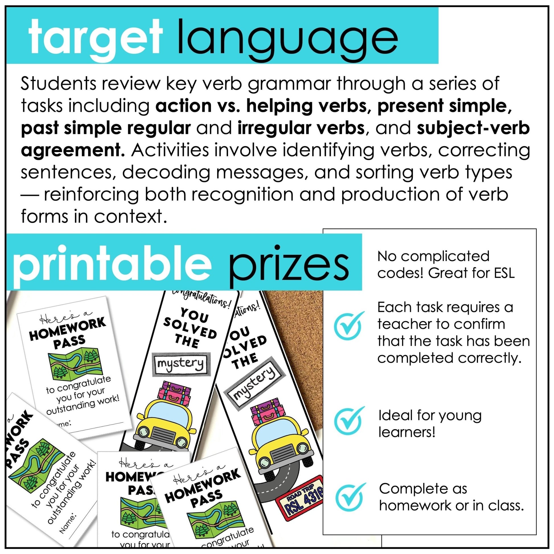 Present & Past Tense Verbs Escape Room – ESL Mystery Homework Activity - Hot Chocolate Teachables