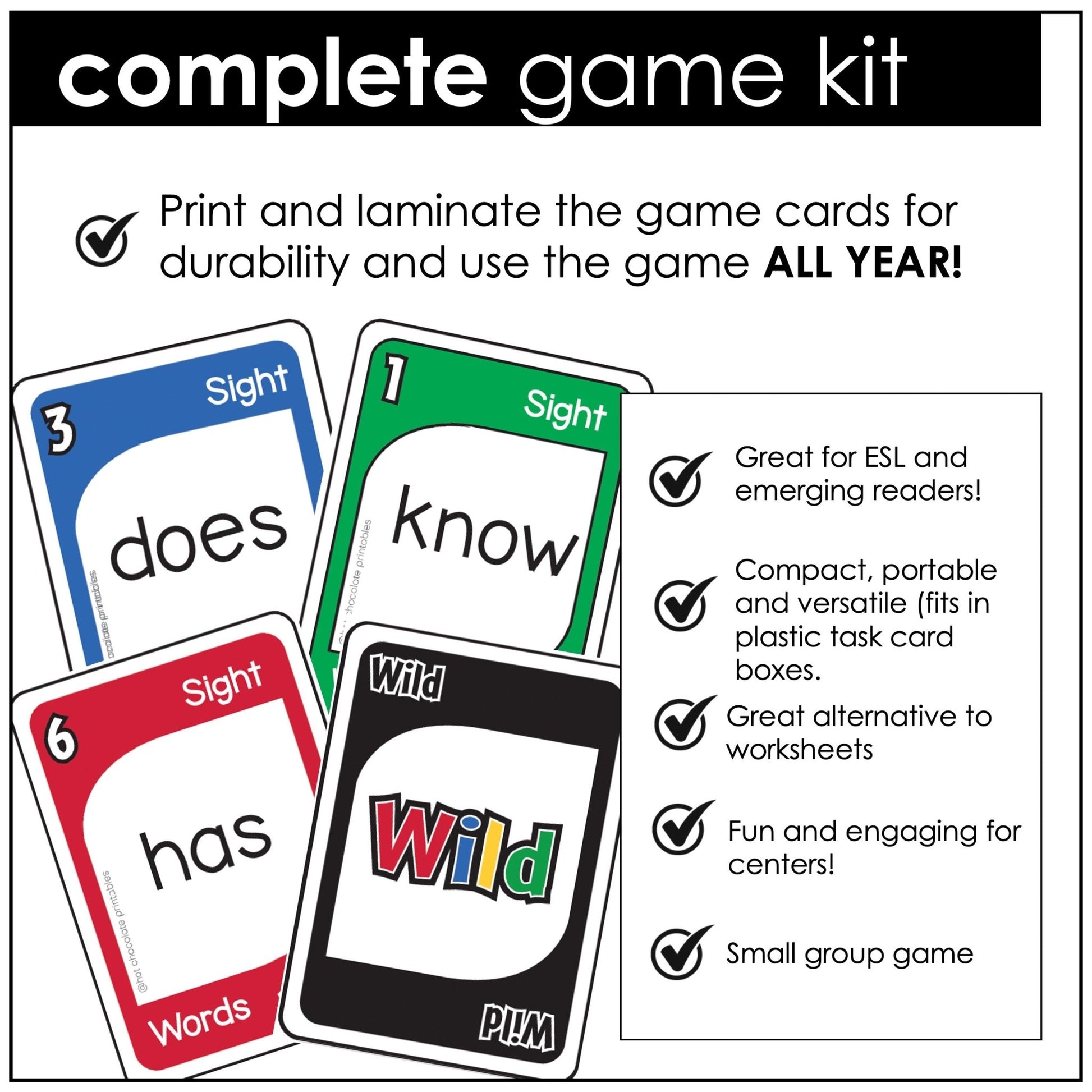 Primer Sight Word Card Game for 1st & 2nd Grade - Hot Chocolate Teachables