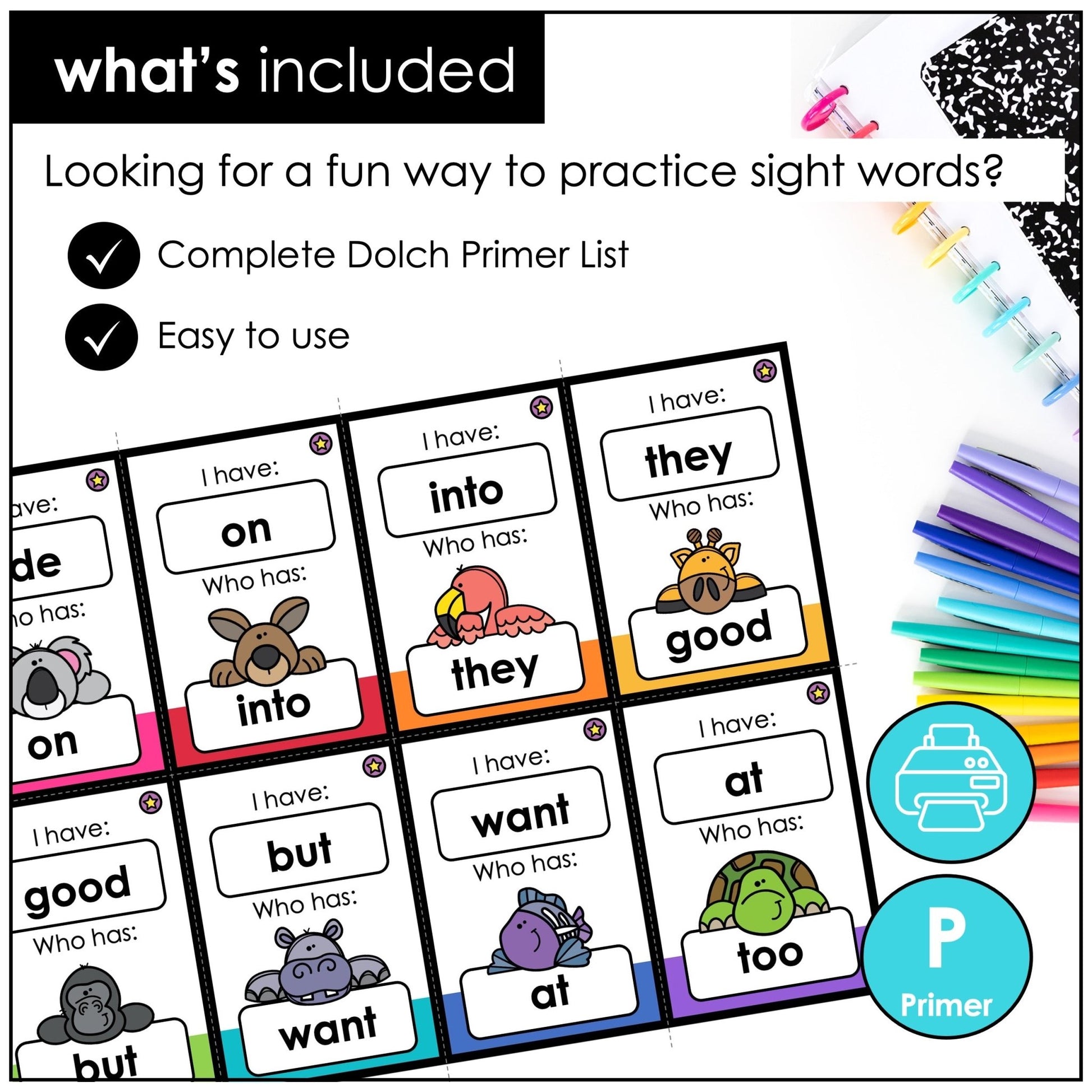 Primer Sight Words I Have, Who Has? – Dolch Sight Word Reading Card Game - Hot Chocolate Teachables