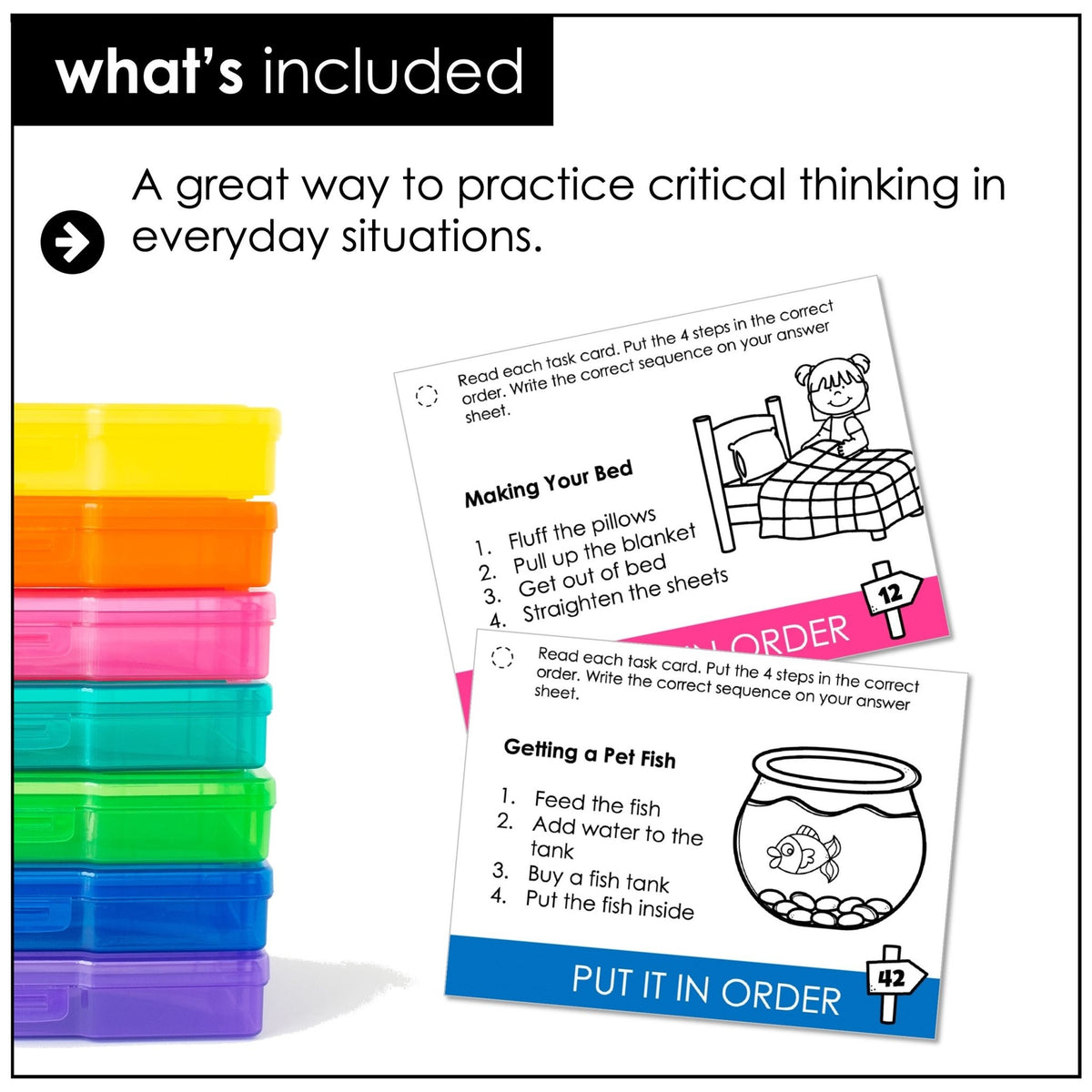 Put It in Order Task Cards – Sequencing Activity “What Comes First?” (ESL & SPED) - Hot Chocolate Teachables